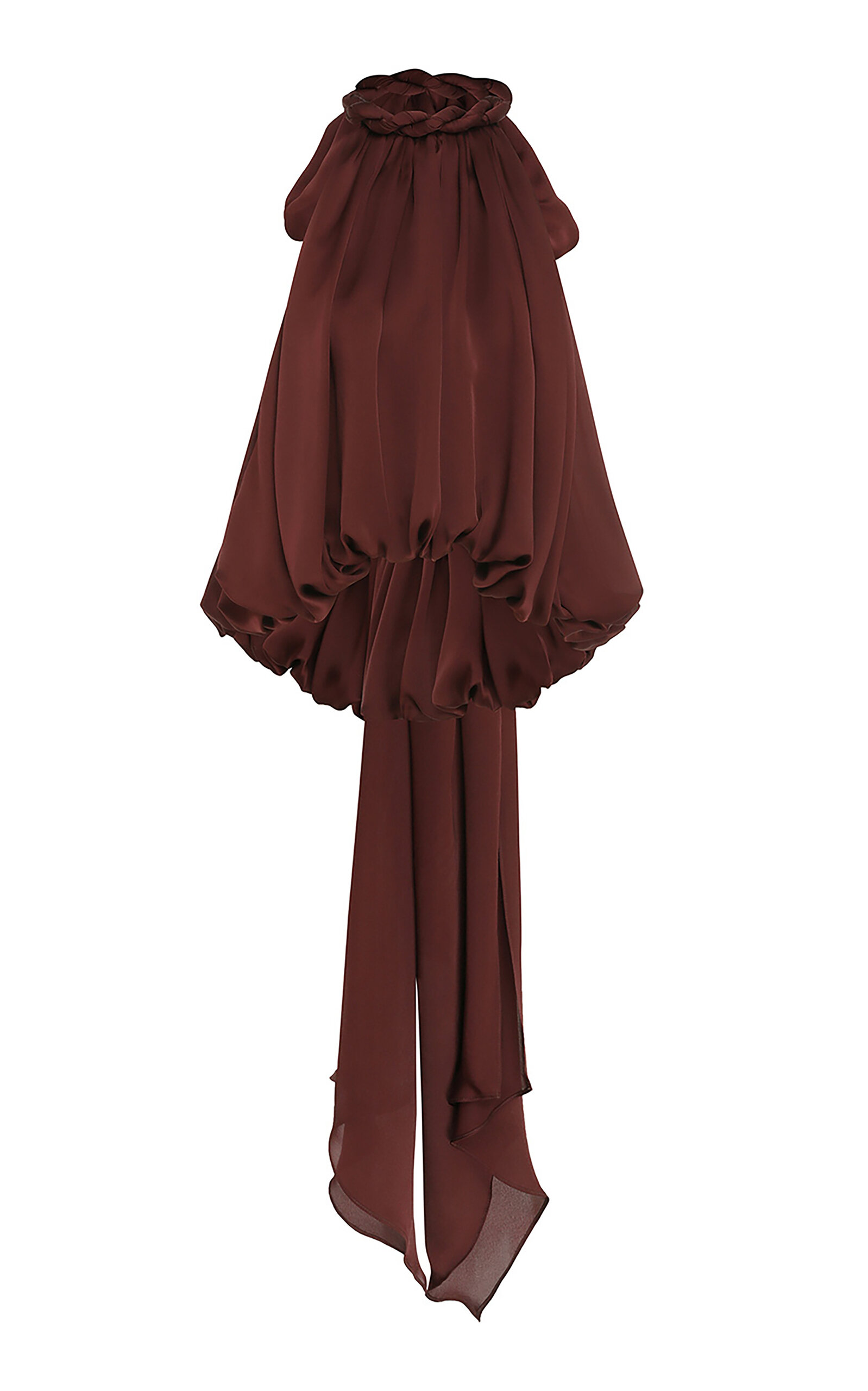Zimmermann Luna Gathered Silk Halter Top In Burgundy