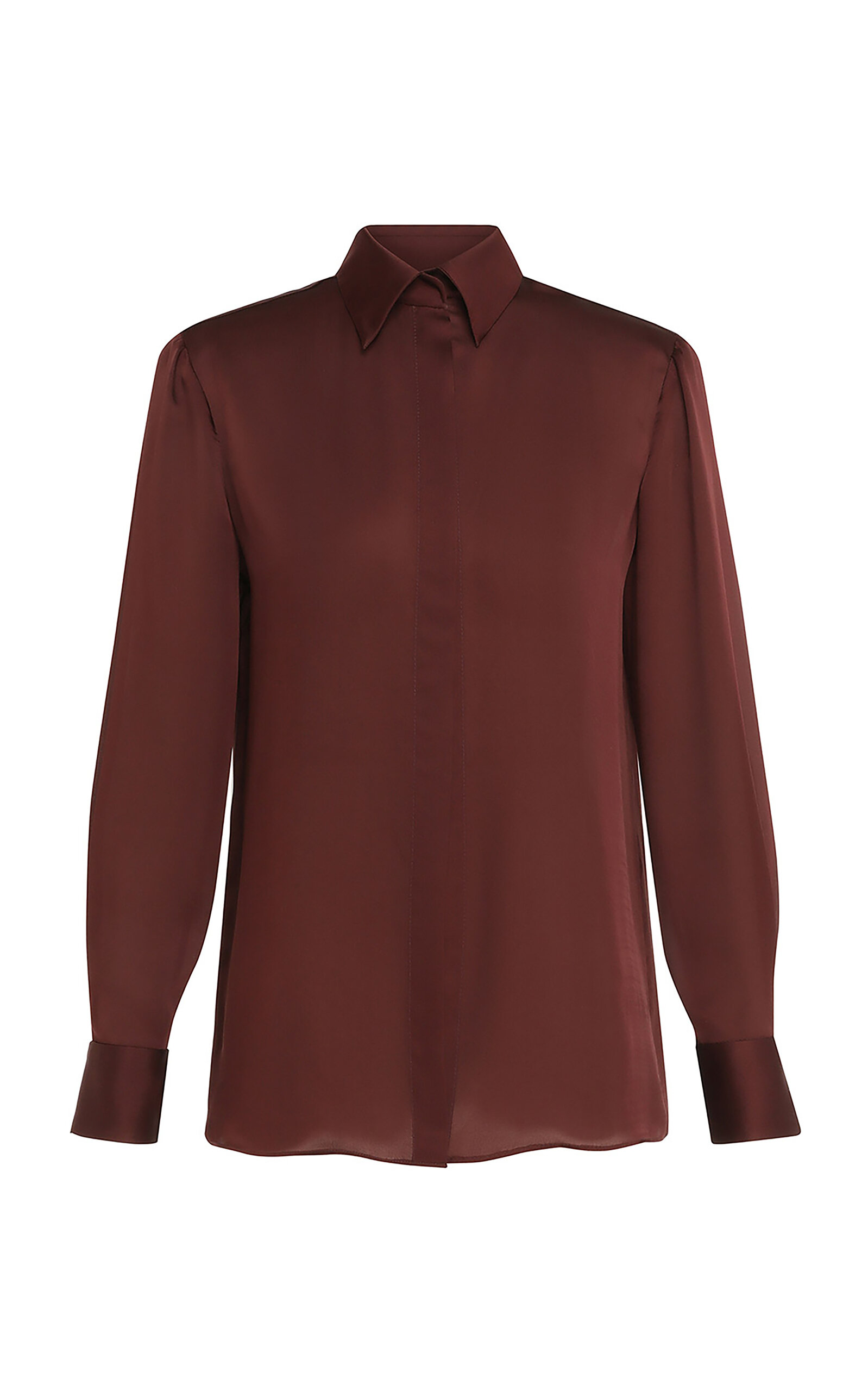 Zimmermann Luna Relaxed Satin Shirt In Burgundy