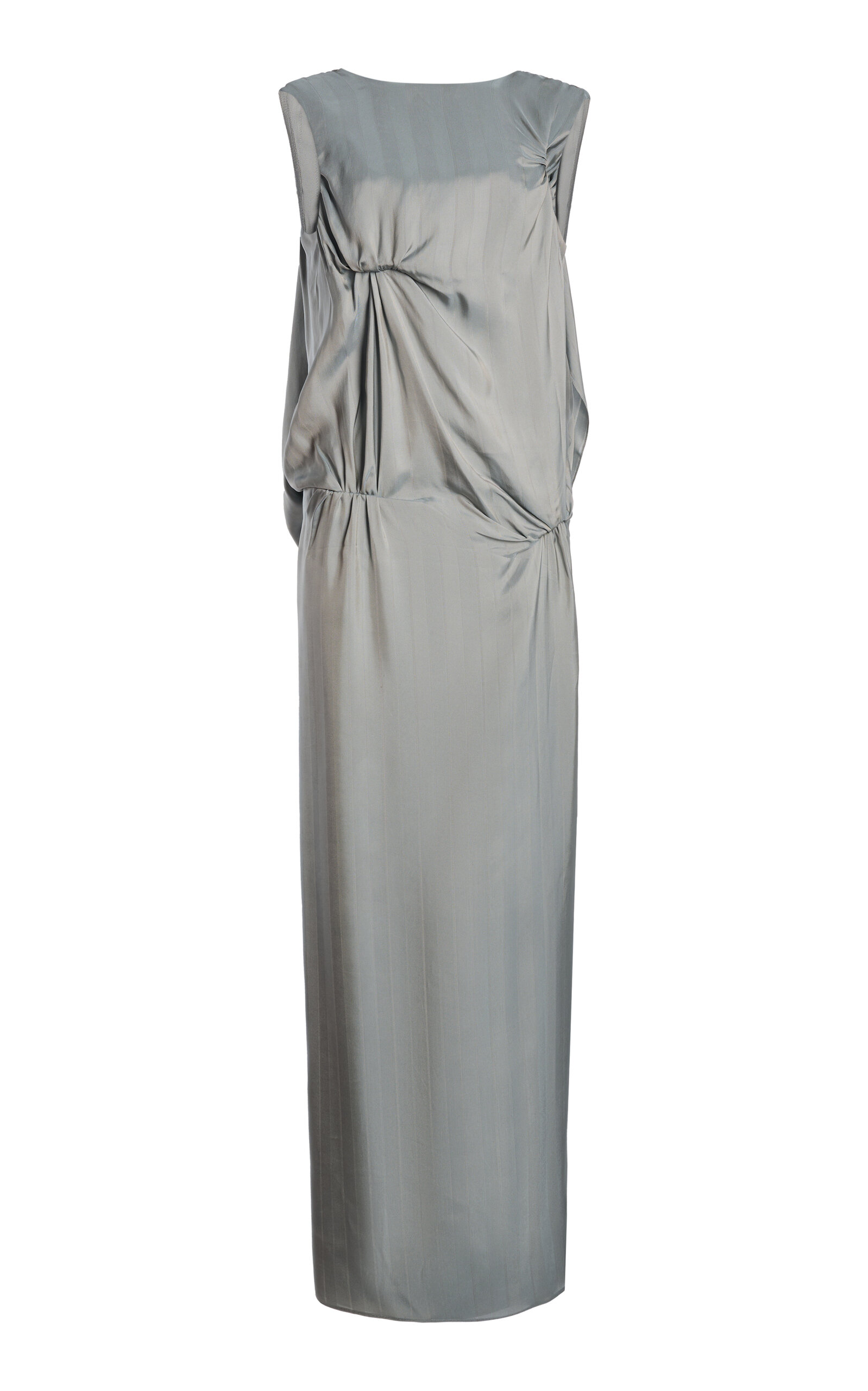 Christopher Esber Draped Satin Maxi Dress In Gray