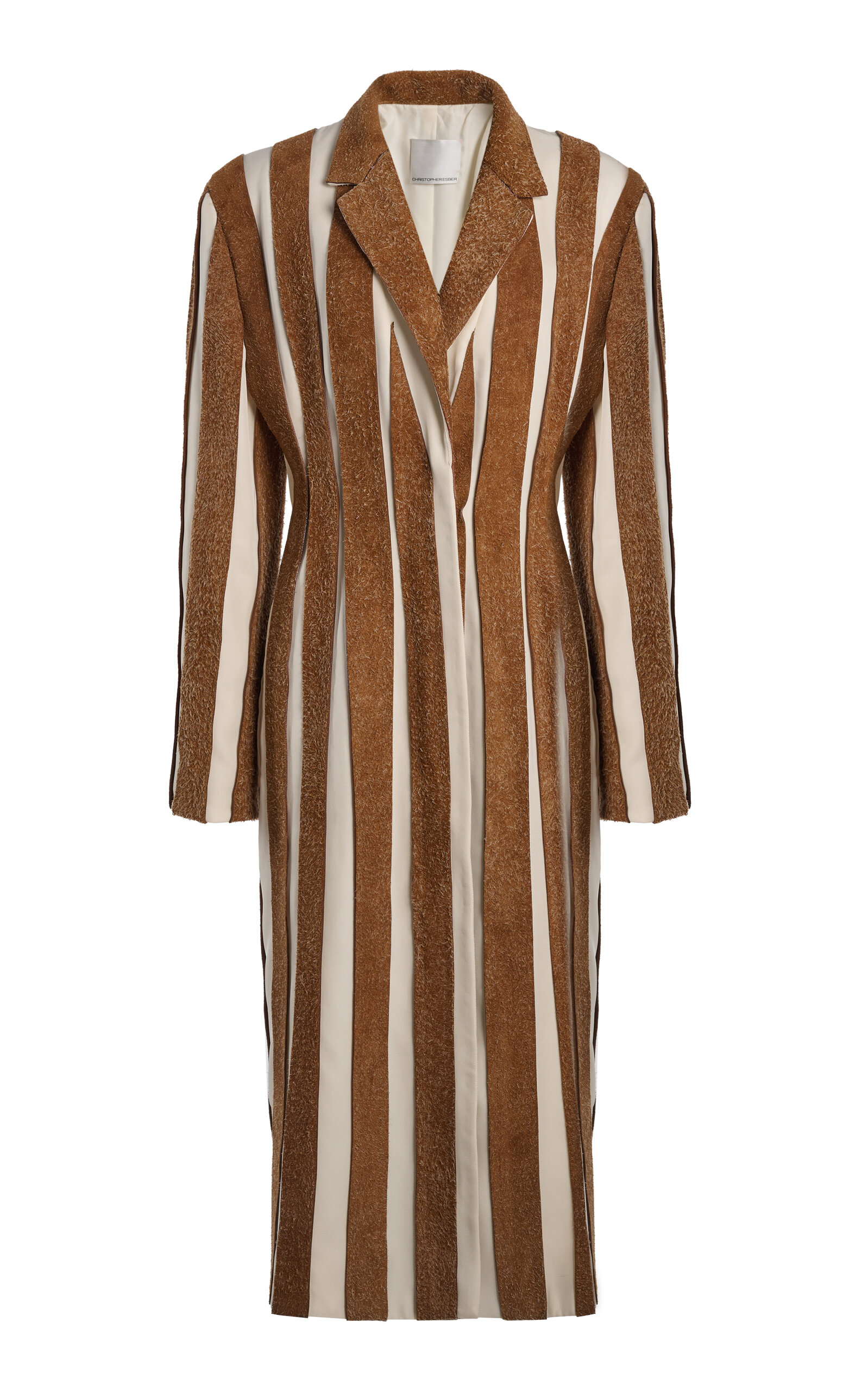 Christopher Esber Tropic Leather-paneled Coat In Brown