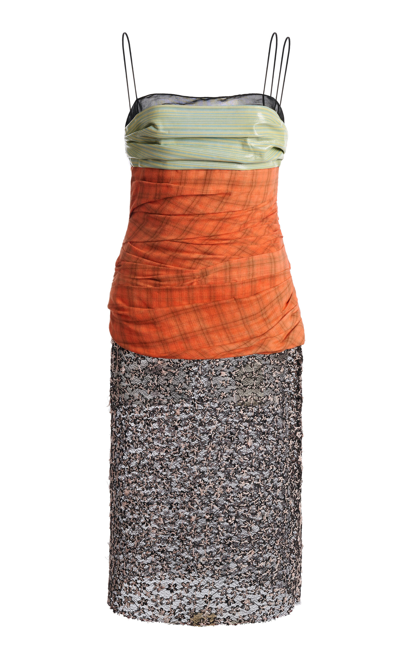 Christopher Esber Spliced Mixed Media Midi Dress In Multi