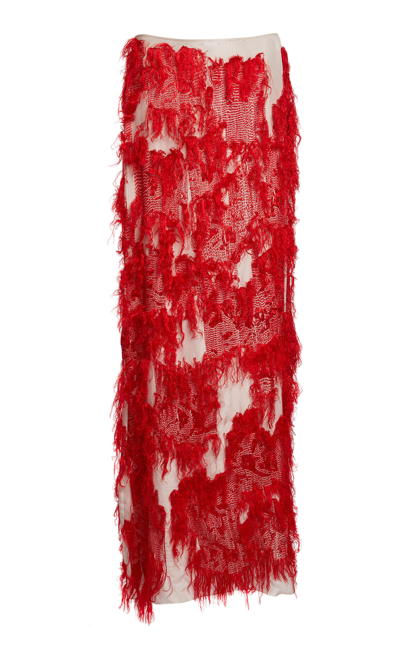 Christopher Esber Hand-embroidered Tapestry Silk Maxi Skirt In Red