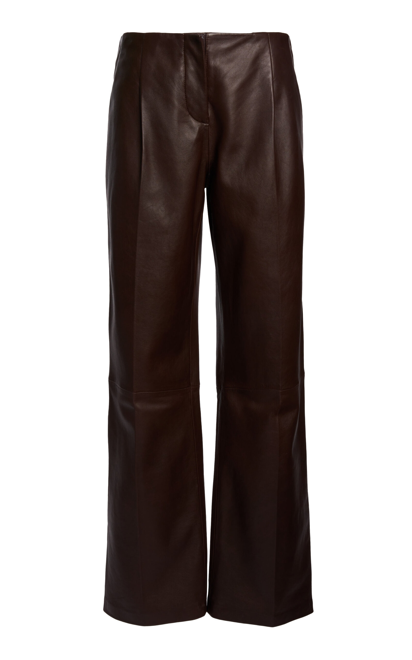 Christopher Esber Low-rise Leather Straight-leg Pants In Brown