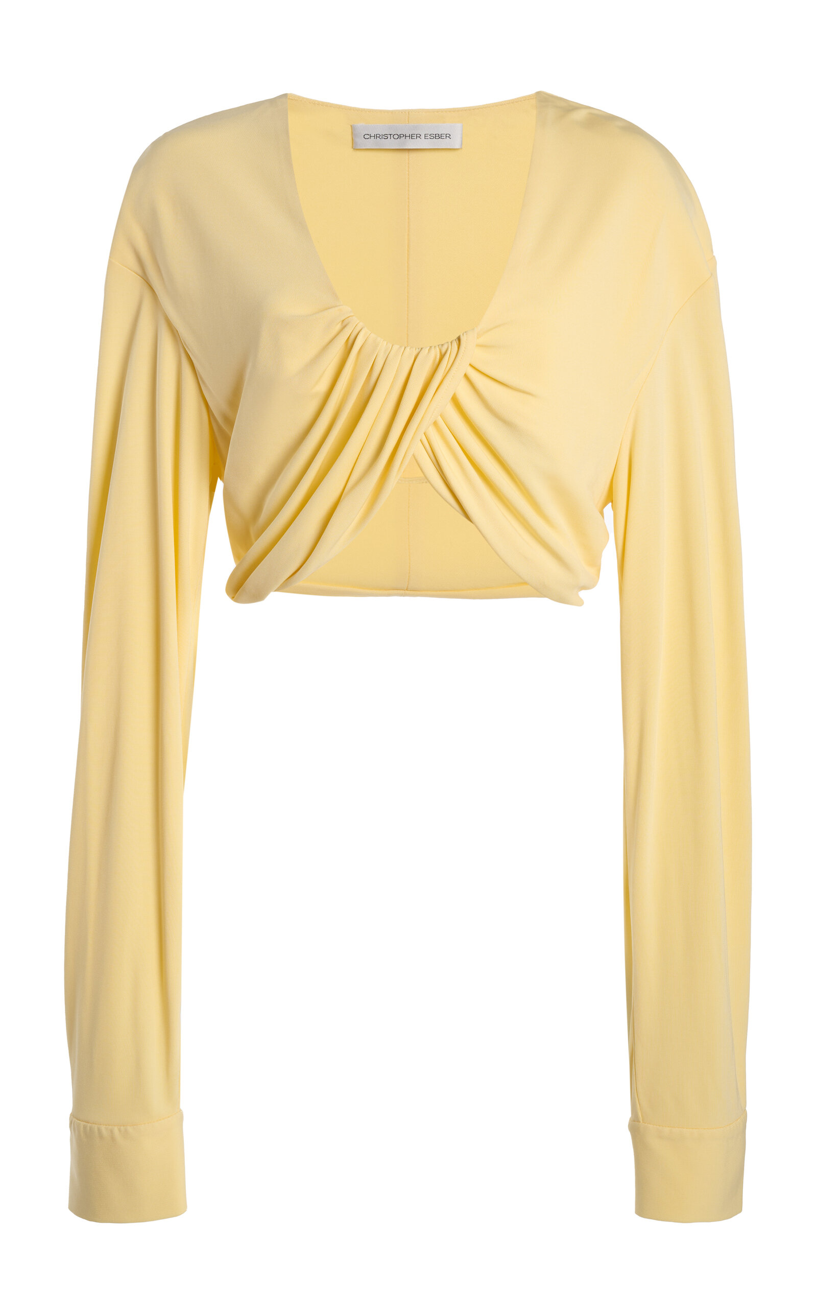 Christopher Esber Vivenda Draped Jersey Crop Top - Yellow