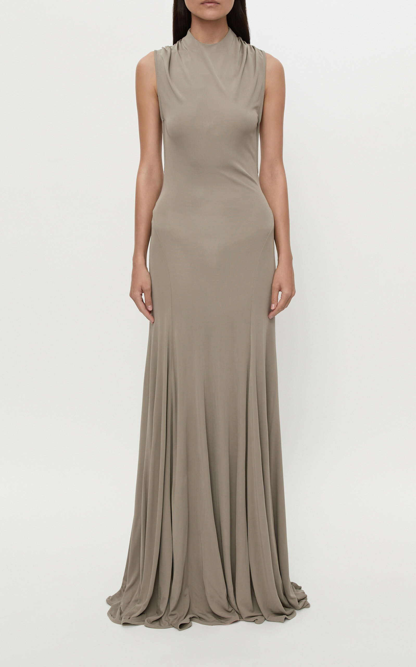 Christopher Esber Maico Satin Maxi Dress In Gray