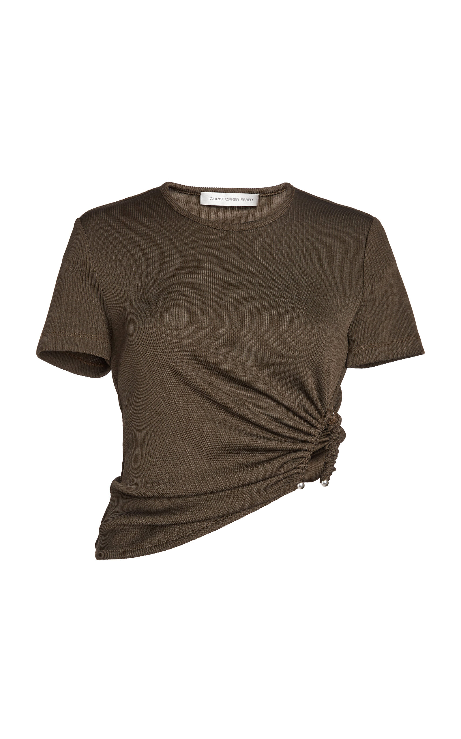 Christopher Esber Crystal Droplet Jersey T-Shirt - Grey