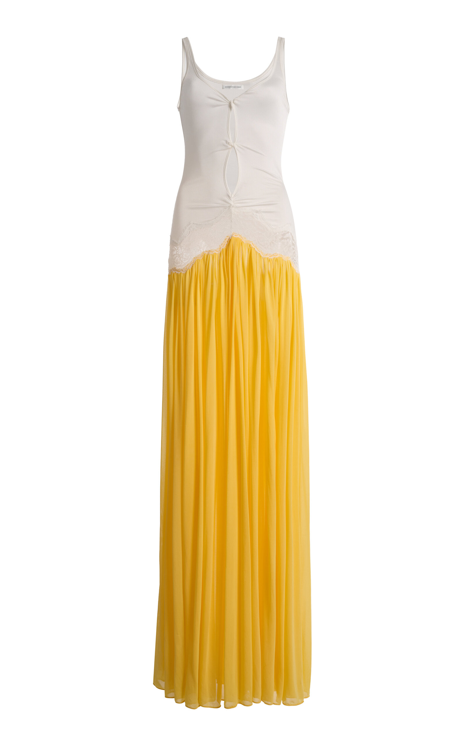 Christopher Esber Open Twist Lace-trimmed Jersey Maxi Dress In Multi