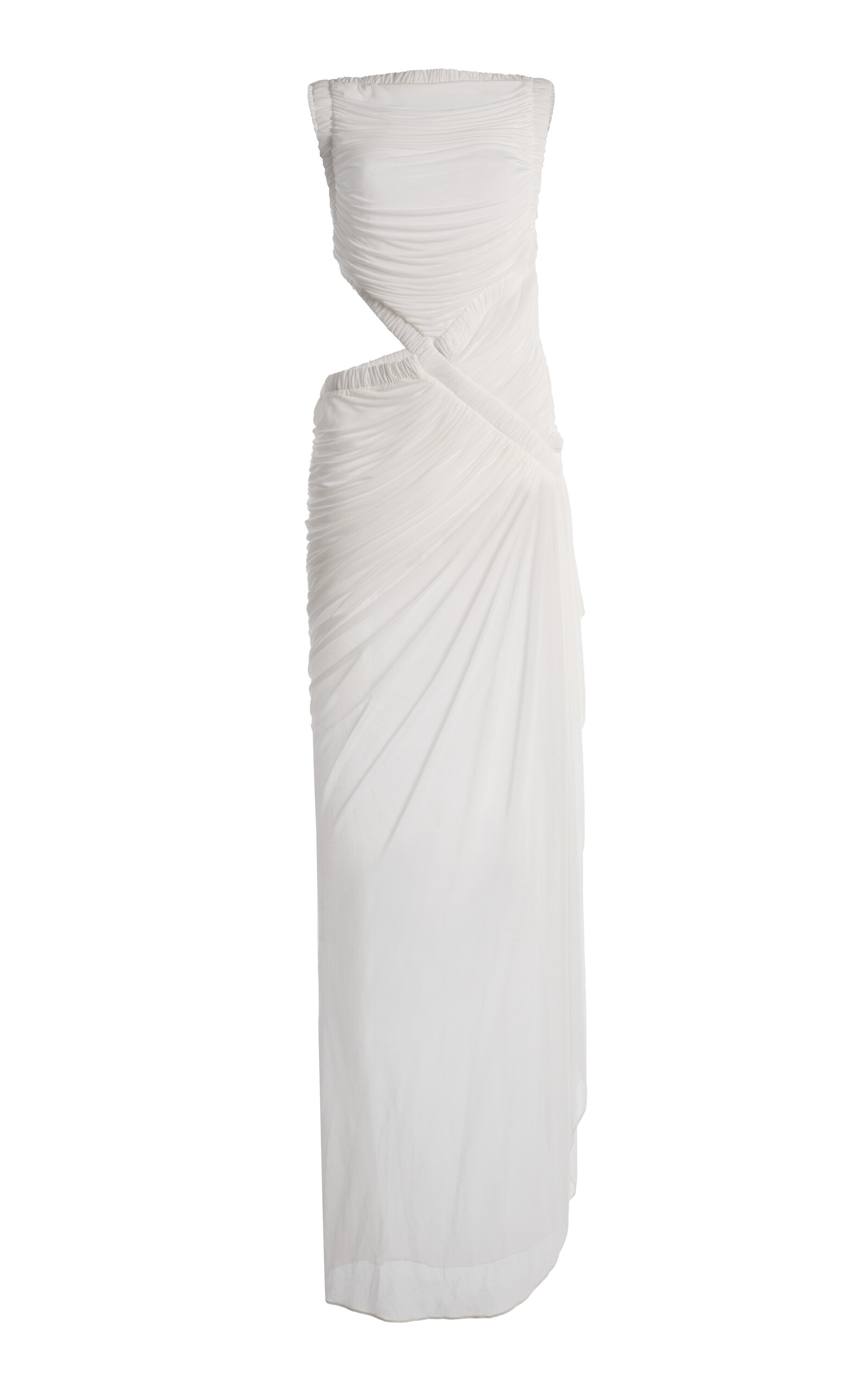 Christopher Esber Theia Ruched Cutout Jersey Maxi Dress In White