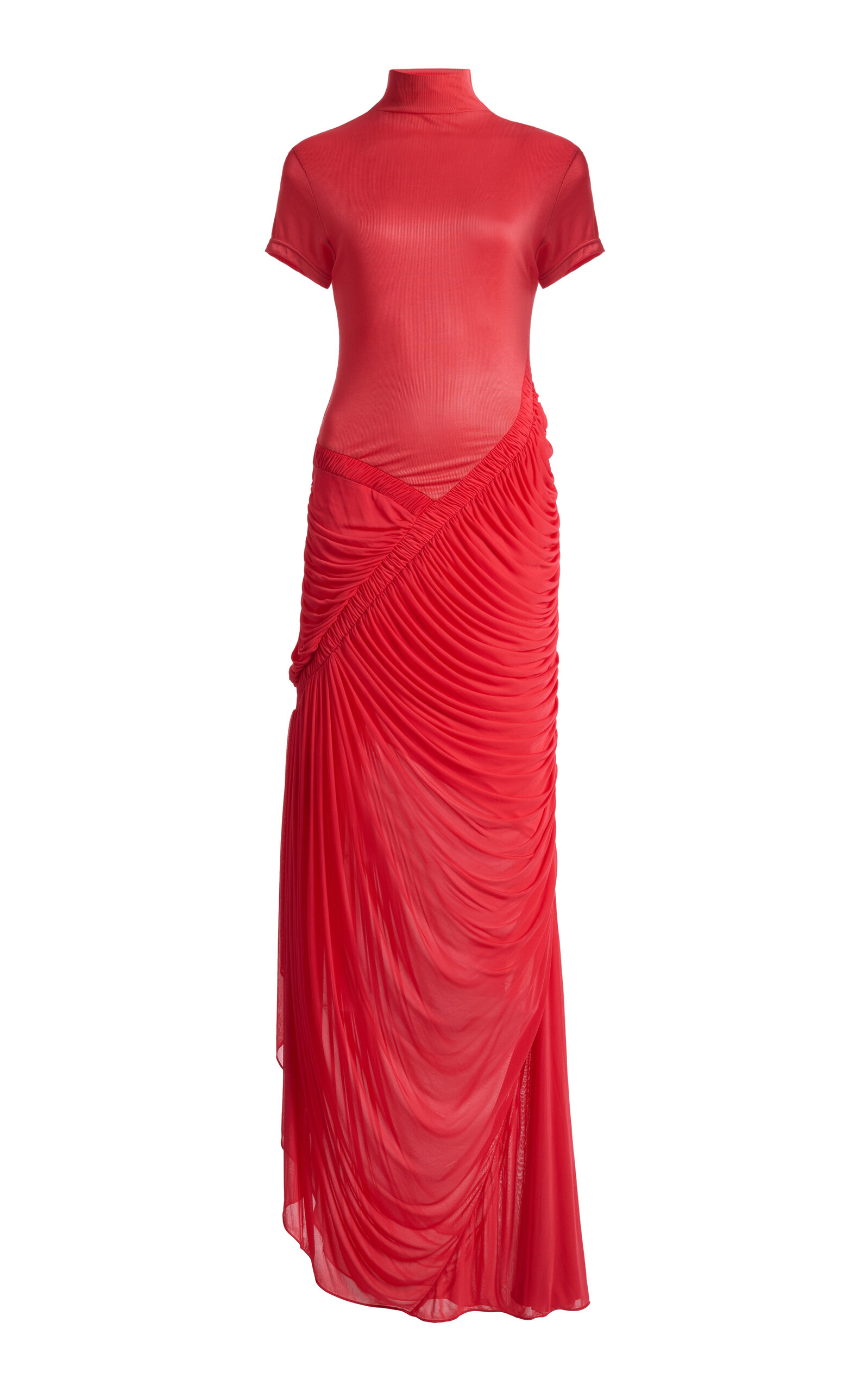 Christopher Esber Fusion Ruched Ripple Jersey Maxi Dress