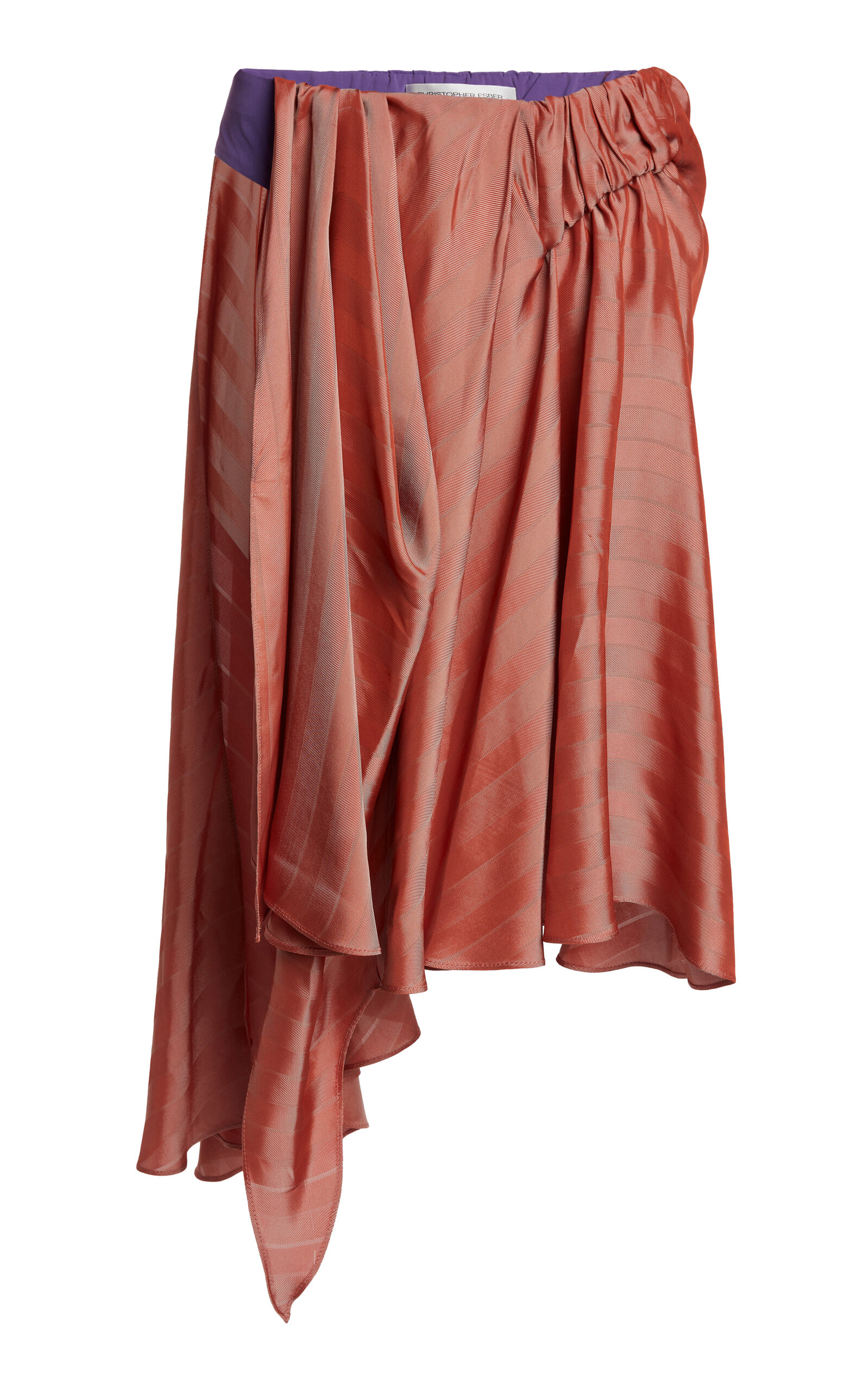 Christopher Esber Kacere Draped Satin Midi Skirt - Orange