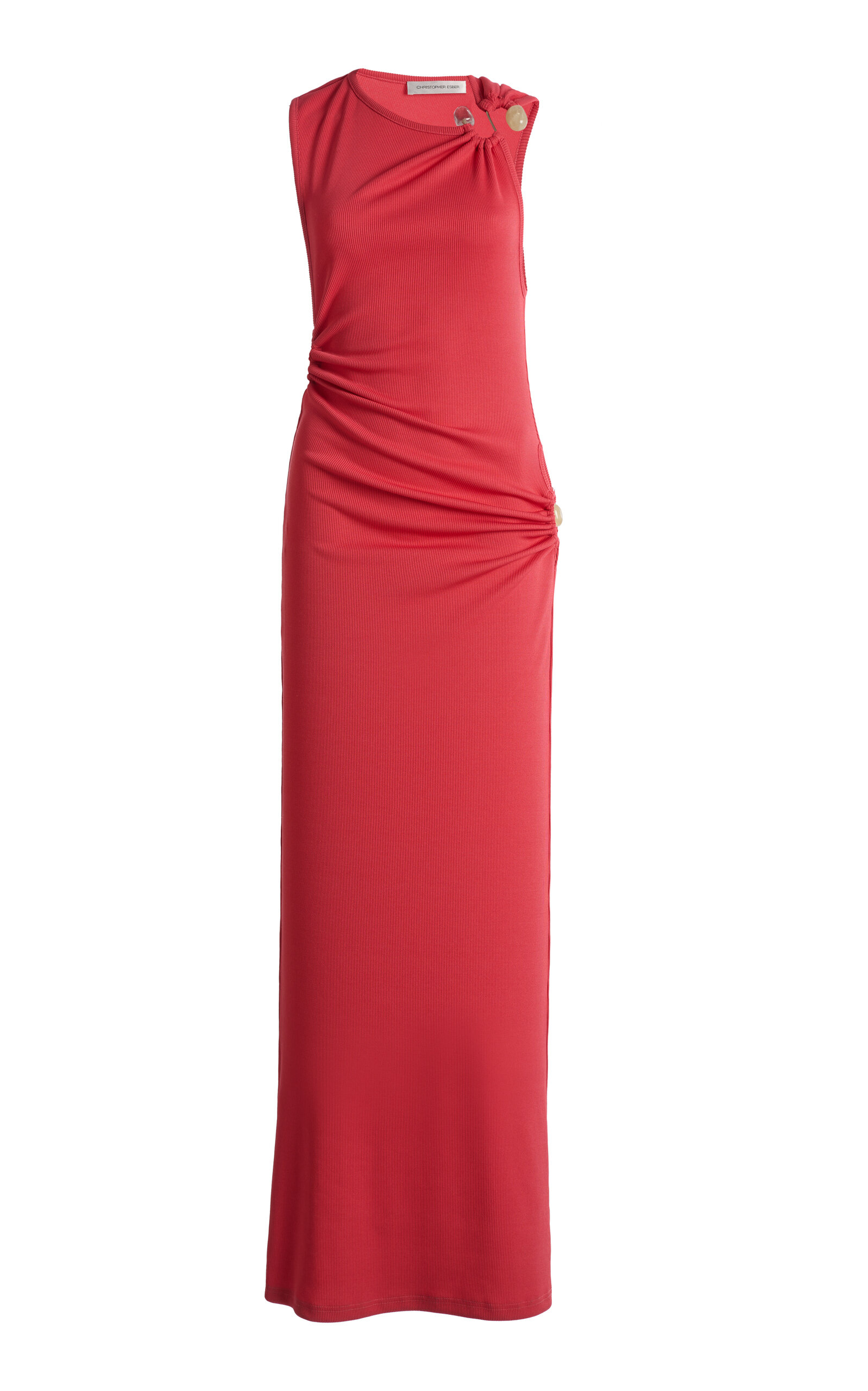 Christopher Esber Callisto Trinity Embellished Jersey Maxi Dress In Red