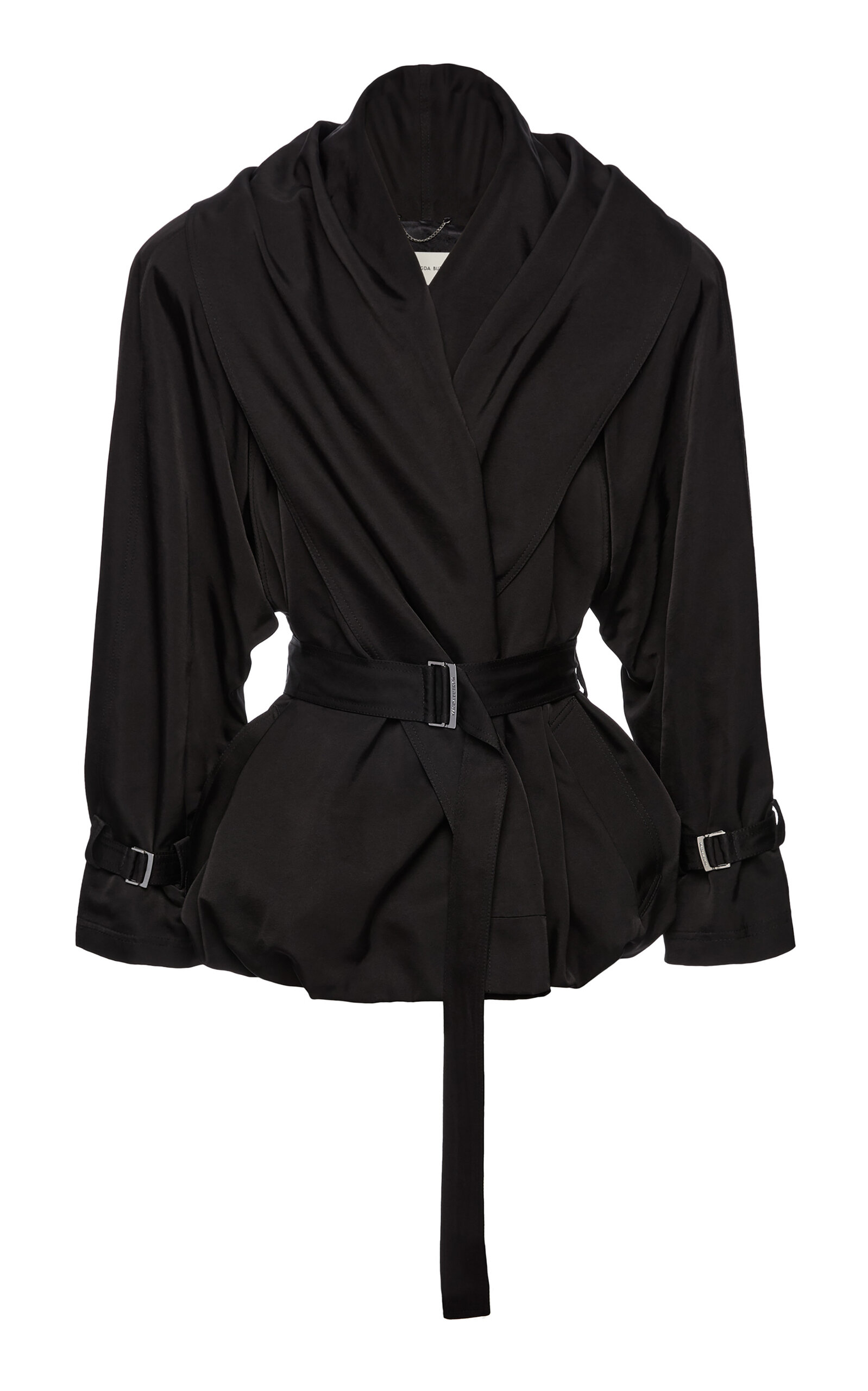 Magda Butrym Oversized Belted Cotton-silk Jacket In Black