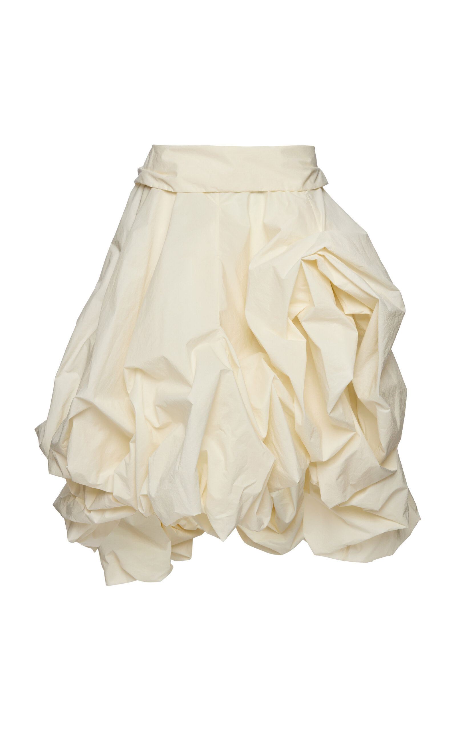 Magda Butrym Draped Bubble-hem Cotton-blend Midi Skirt In White