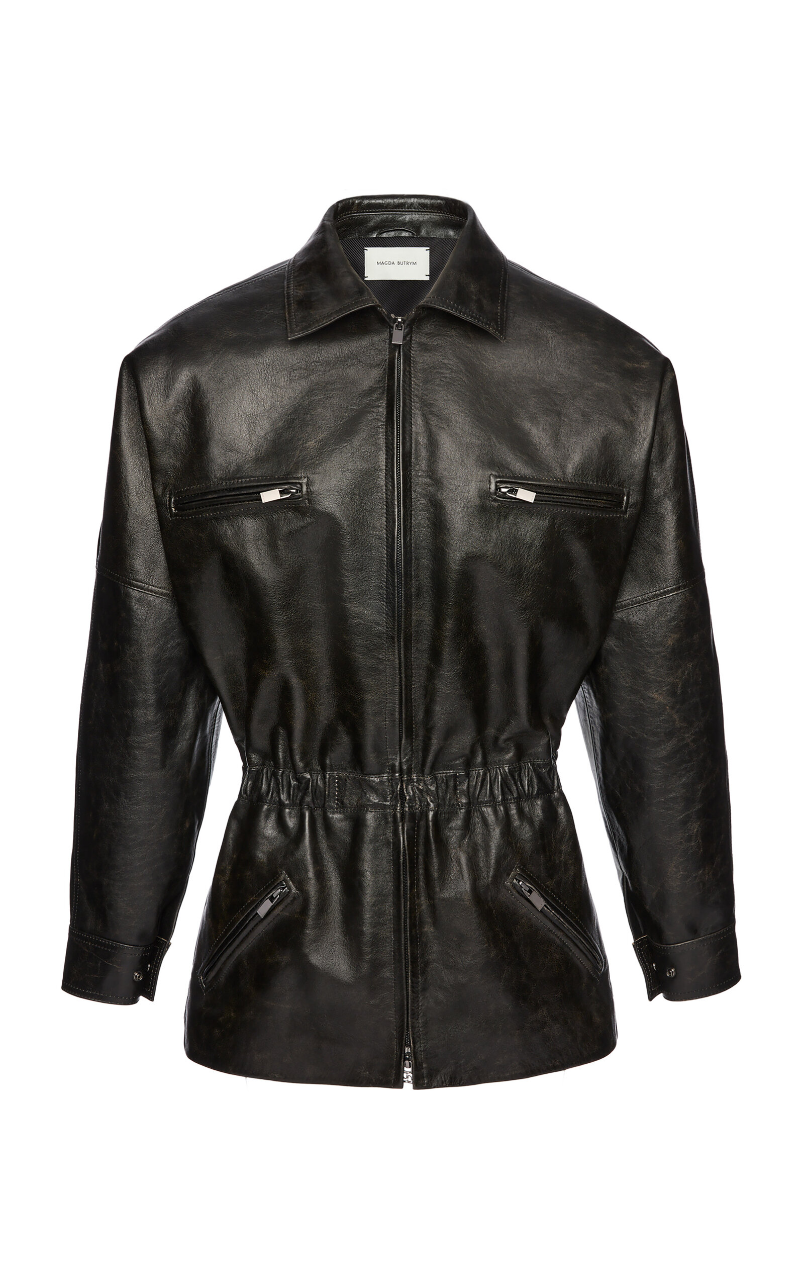 Magda Butrym Cinched-waist Leather Jacket In Black