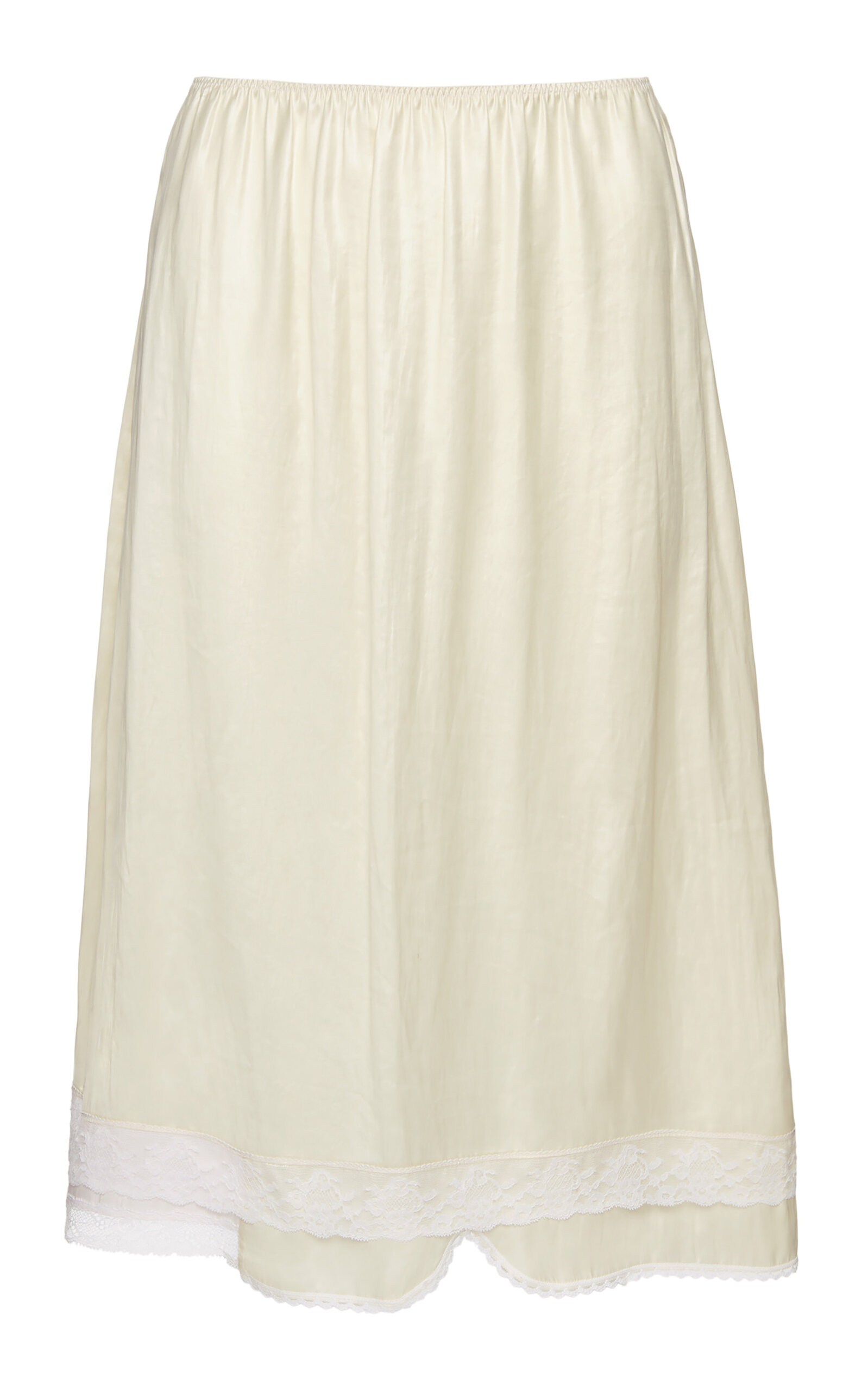 Magda Butrym Lace-trimmed Satin Midi Skirt In White