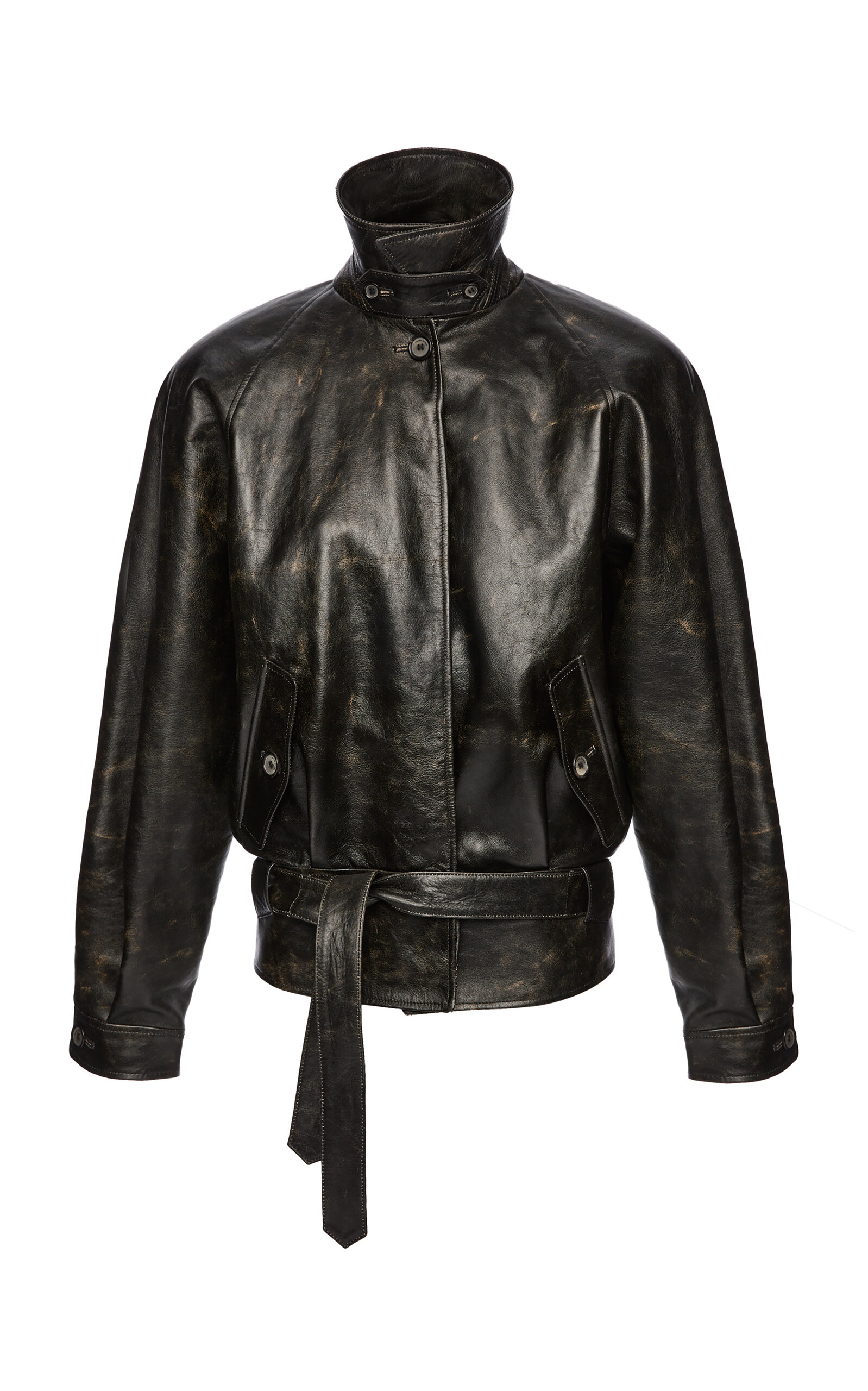 Magda Butrym Belted Leather Jacket In Black