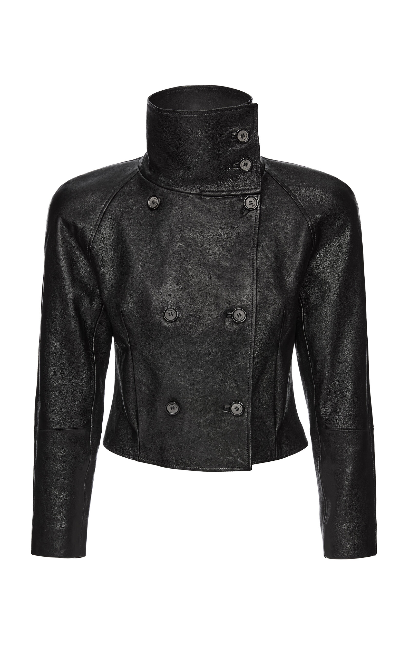 Magda Butrym Double-breasted Leather Jacket In Black