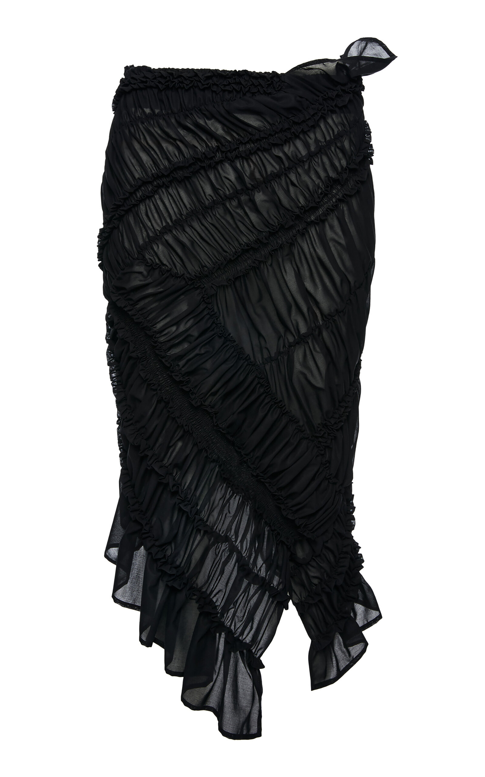 Magda Butrym Gathered Cotton Midi Skirt In Black