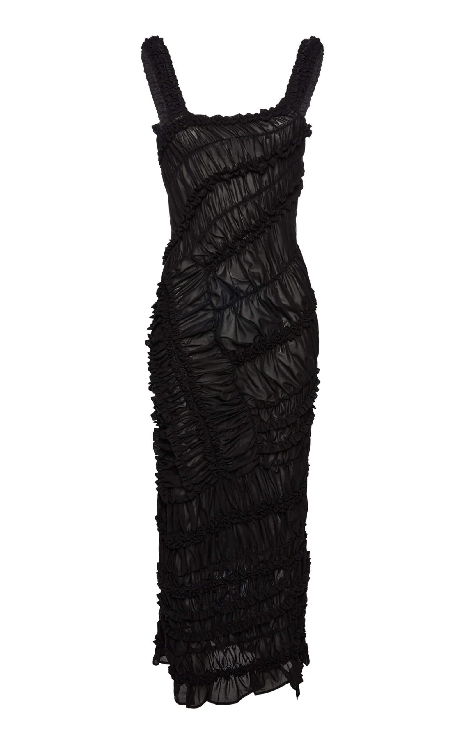 Magda Butrym Gathered Cotton Maxi Dress In Black