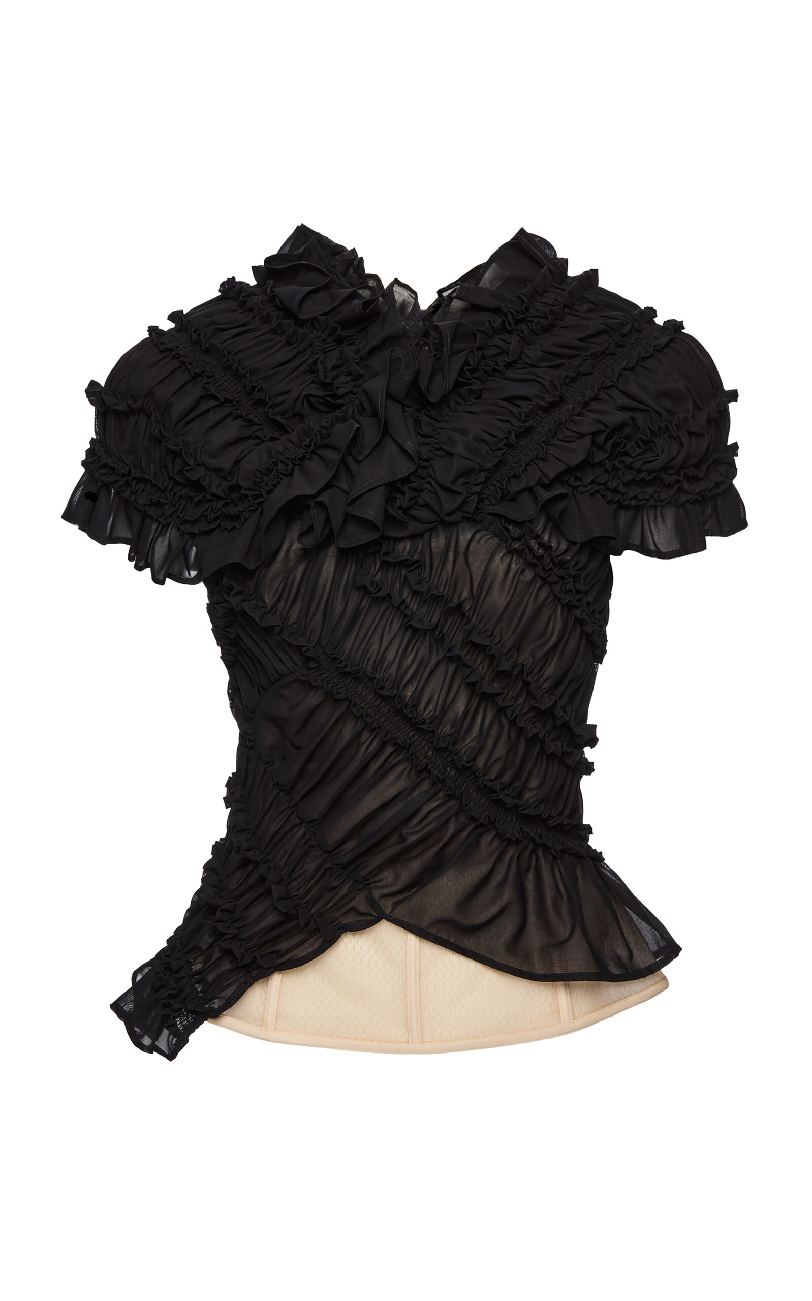 Magda Butrym Gathered Cotton Top In Black