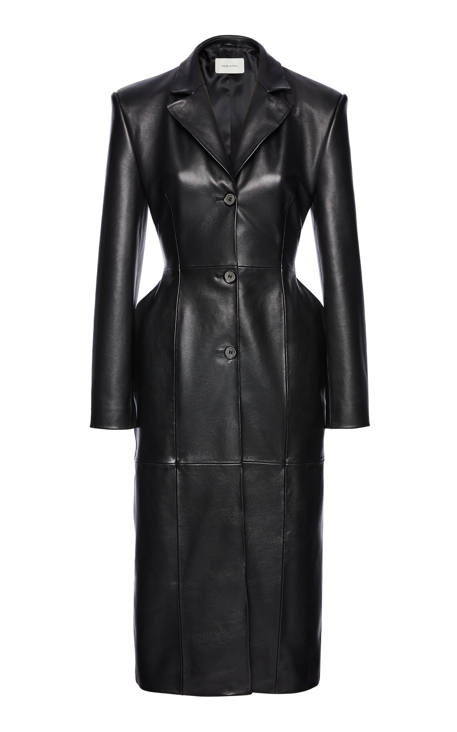 Magda Butrym Longline Leather Coat - Black
