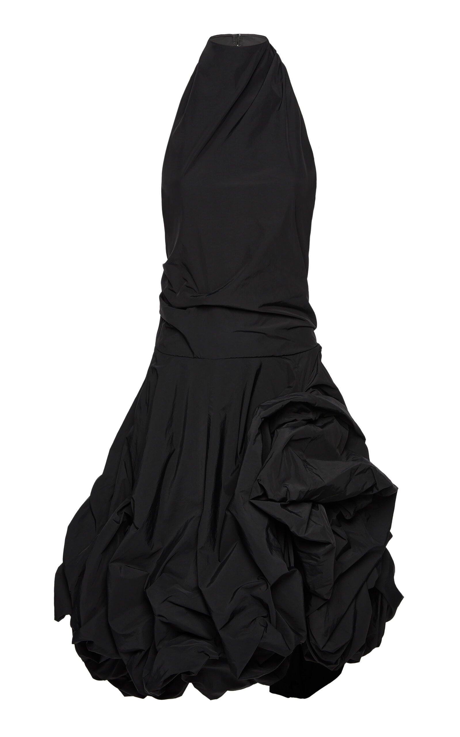 Magda Butrym Draped Bubble-Hem Midi Dess - Black