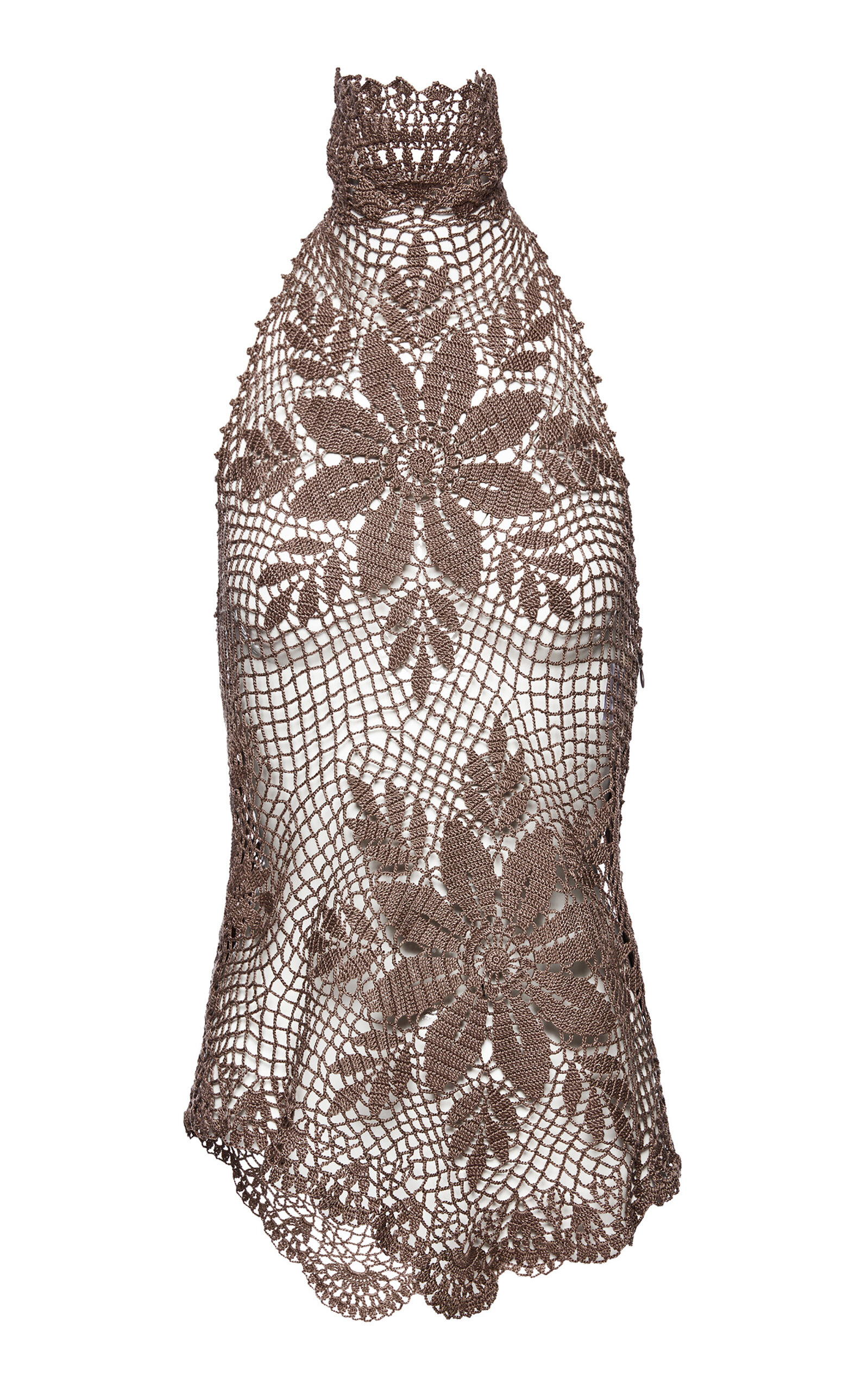 Magda Butrym Halter Crochet Cotton Top In Brown