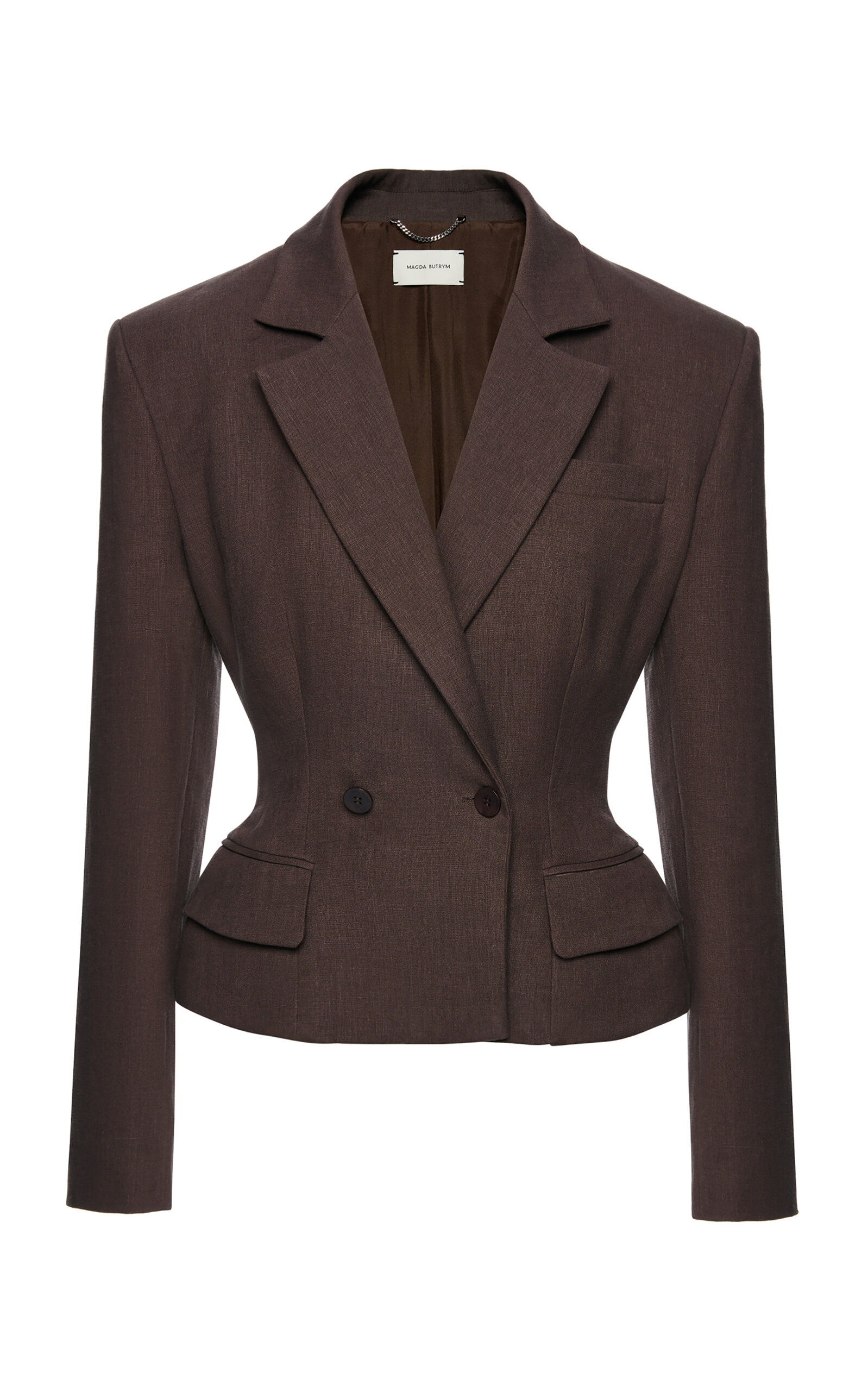 Magda Butrym Double-Breasted Structured Linen-Blend Blazer