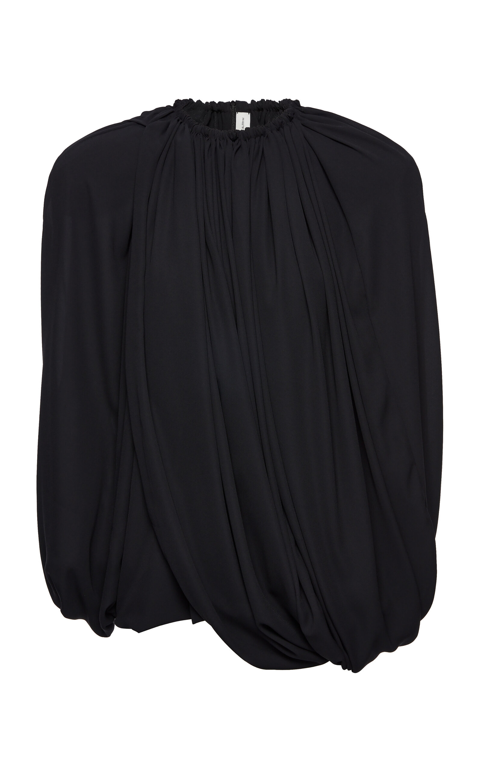 Magda Butrym Draped Long Sleeve Mini Dress In Black