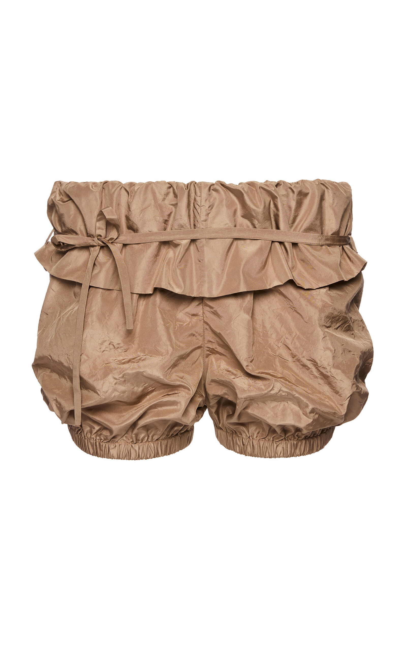 Magda Butrym Bubble Hem Silk Mini Shorts In Brown