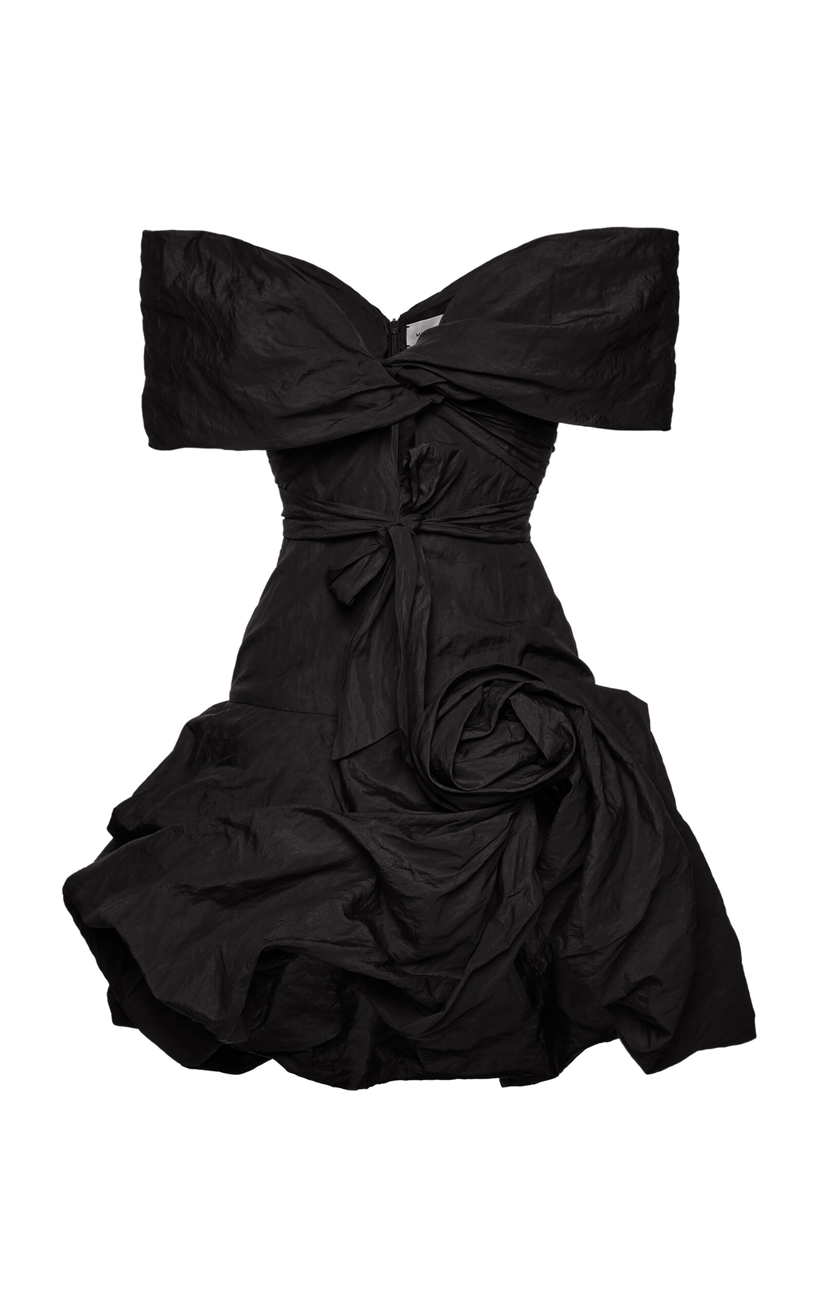 Magda Butrym Off-the-shoulder Cotton-silk Mini Dress In Black