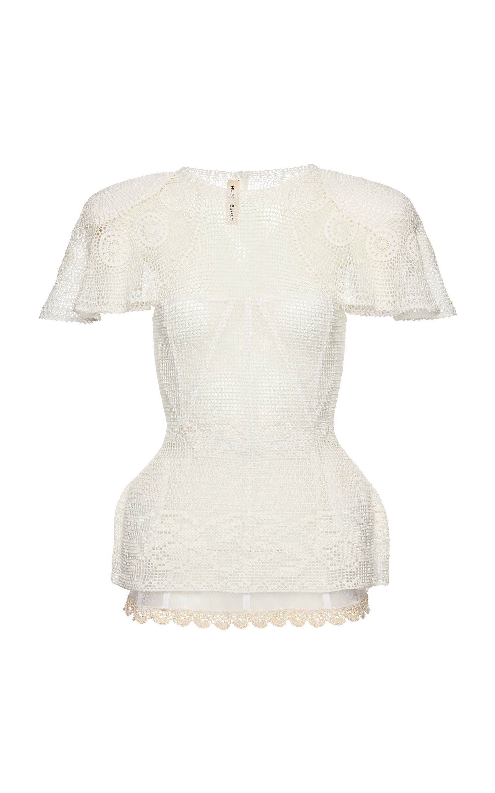 Magda Butrym Structured Cotton Crochet Top In White