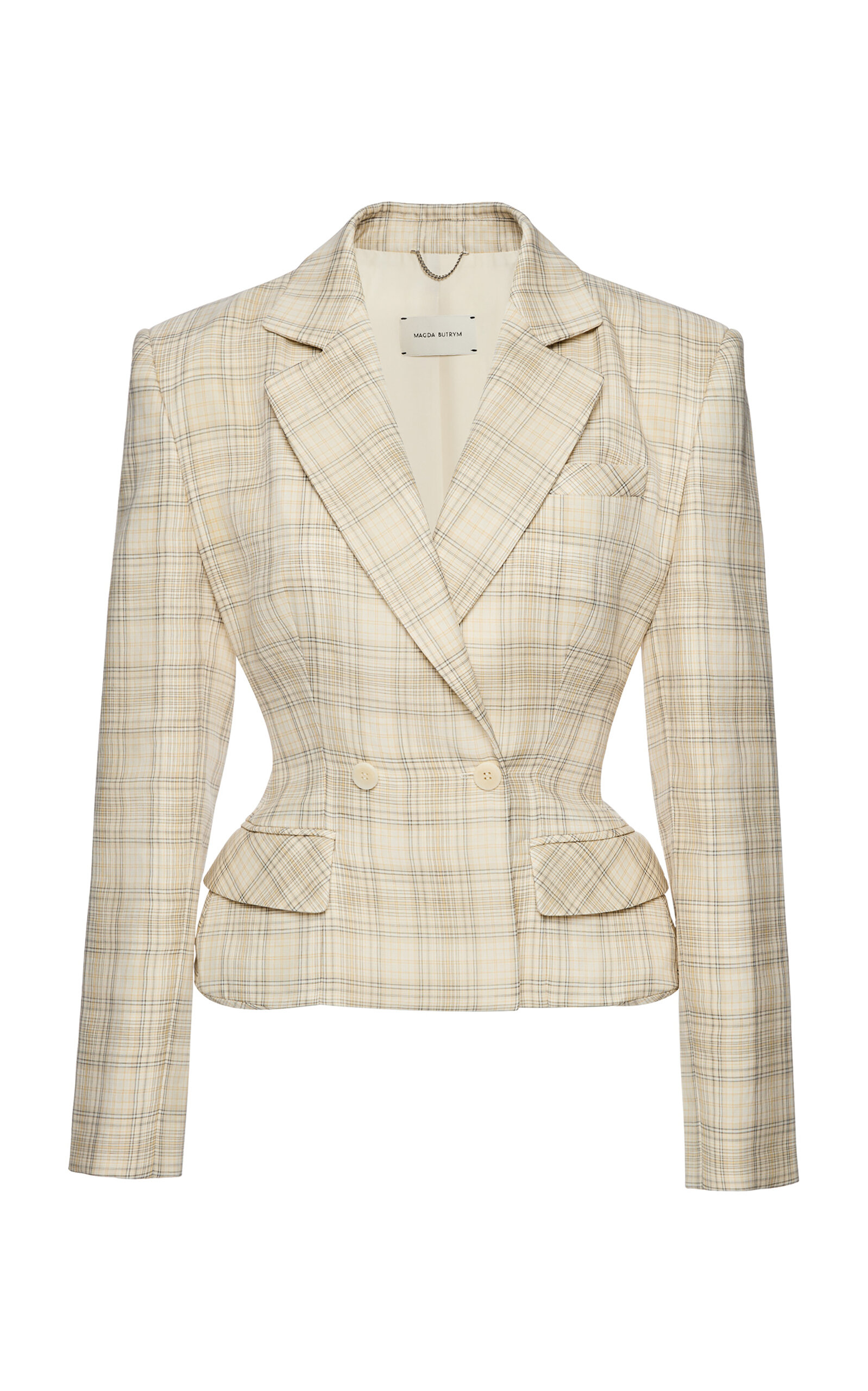 Magda Butrym Double-breasted Structured Cotton Blazer In Multi