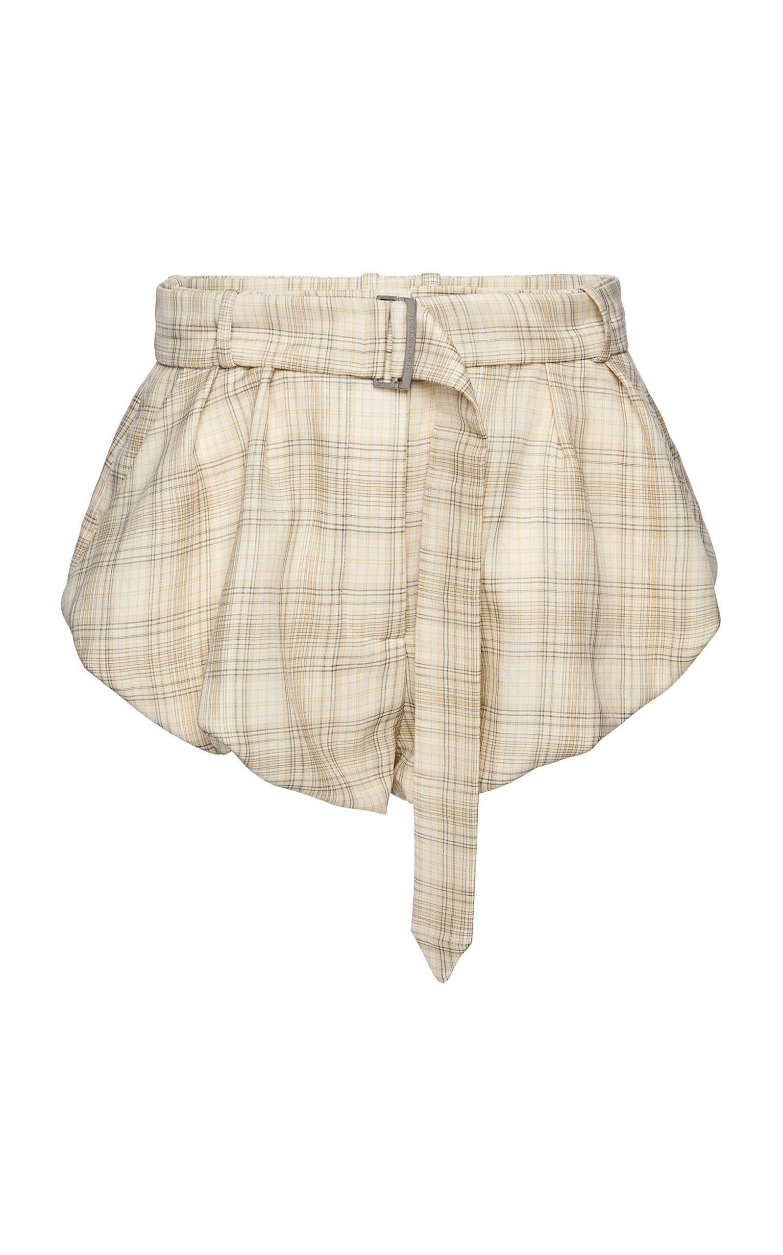 Magda Butrym Bubble-Hem Cotton Mini Shorts - Plaid