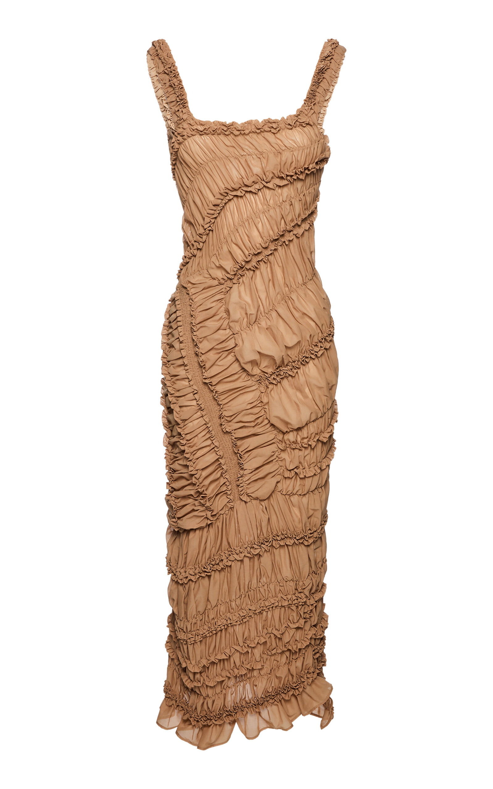 Magda Butrym Gathered Cotton Maxi Dress In Brown