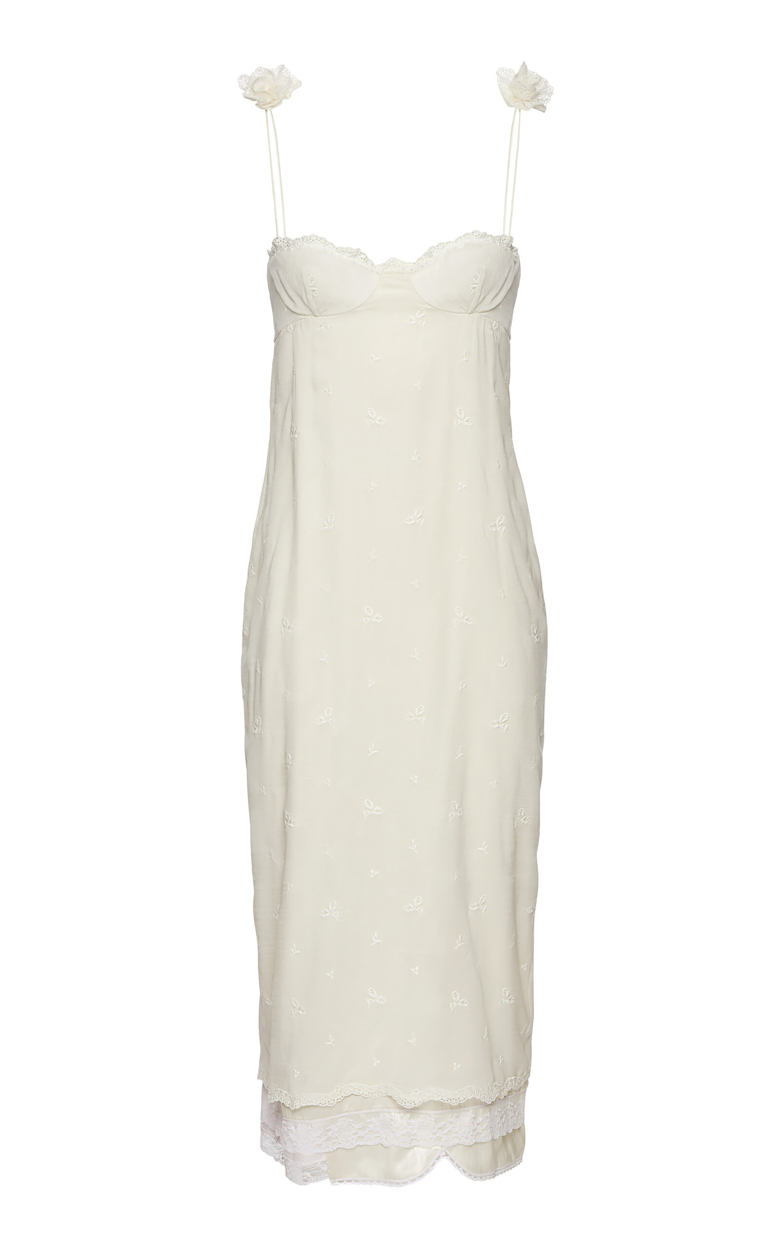 Magda Butrym Lace-Detailed Empire Waist Silk-Blend Midi Dress