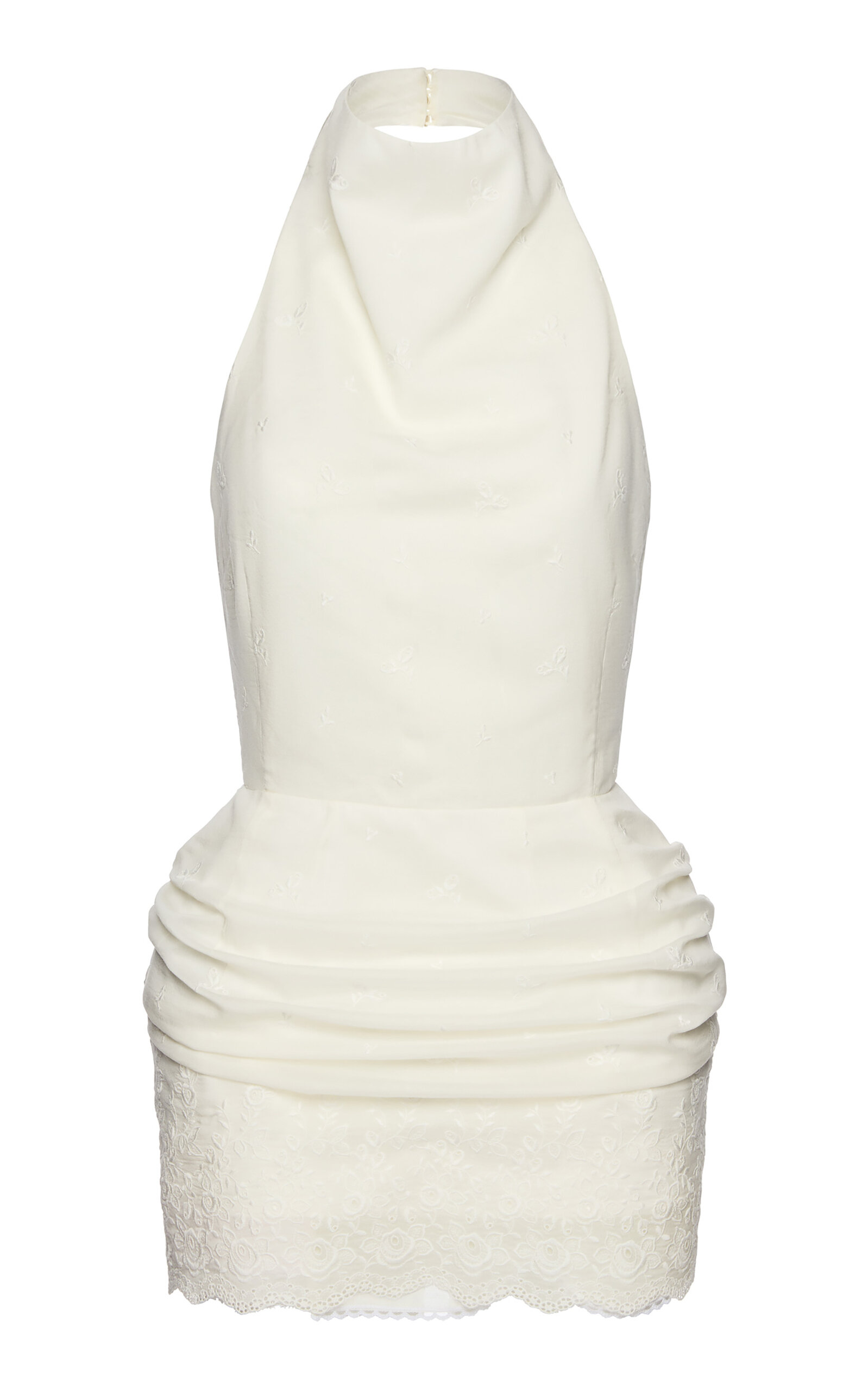 Magda Butrym Lace-Trimmed Silk-Blend Halter Mini Dress