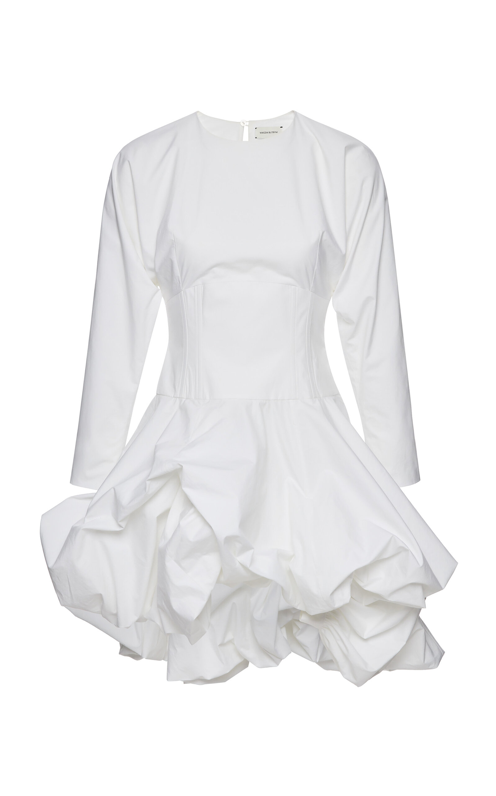 Magda Butrym Gathered Bubble-hem Long Cotton Midi Dress In White
