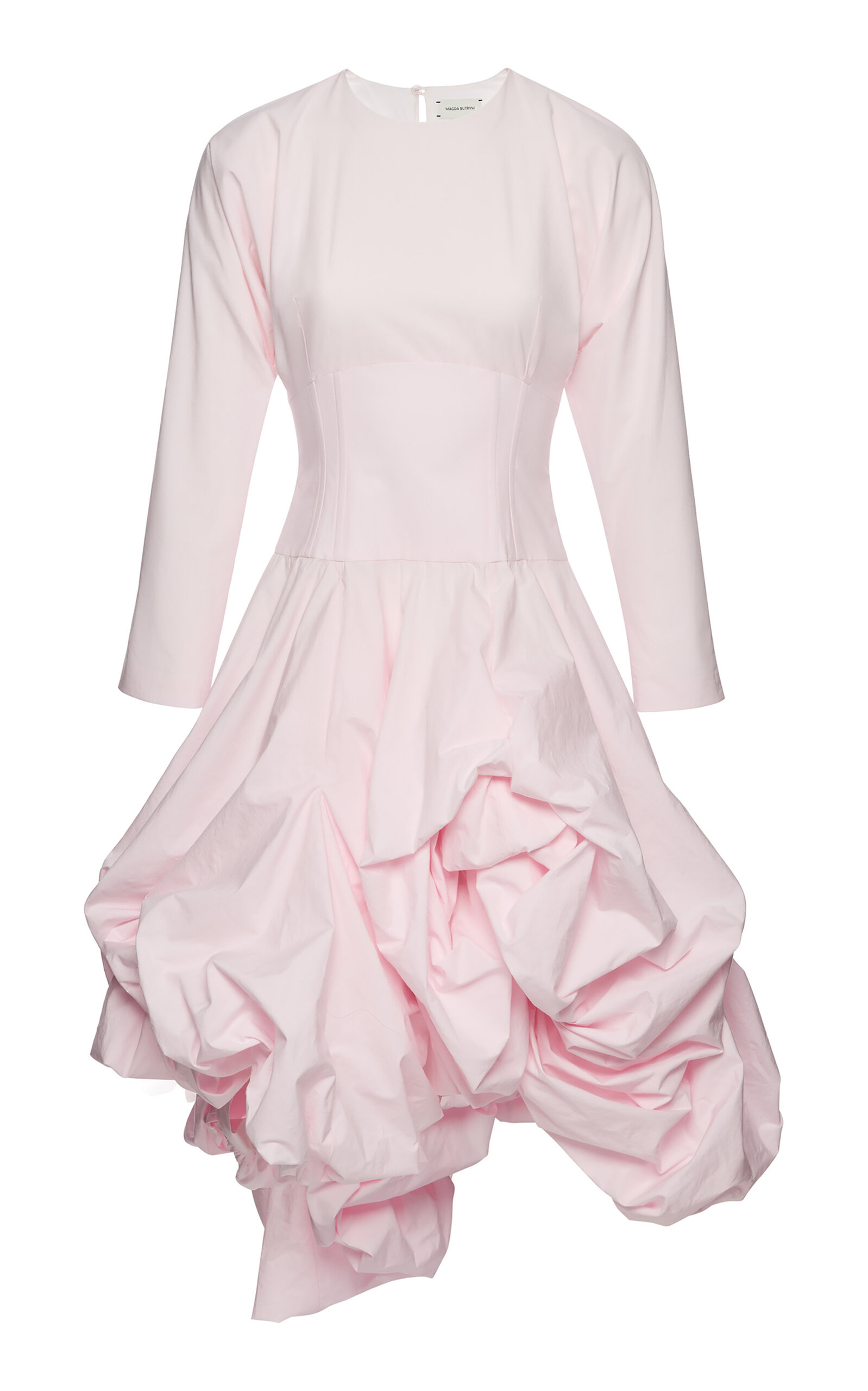 Magda Butrym Gathered Bubble-hem Long Cotton Midi Dress In Pink