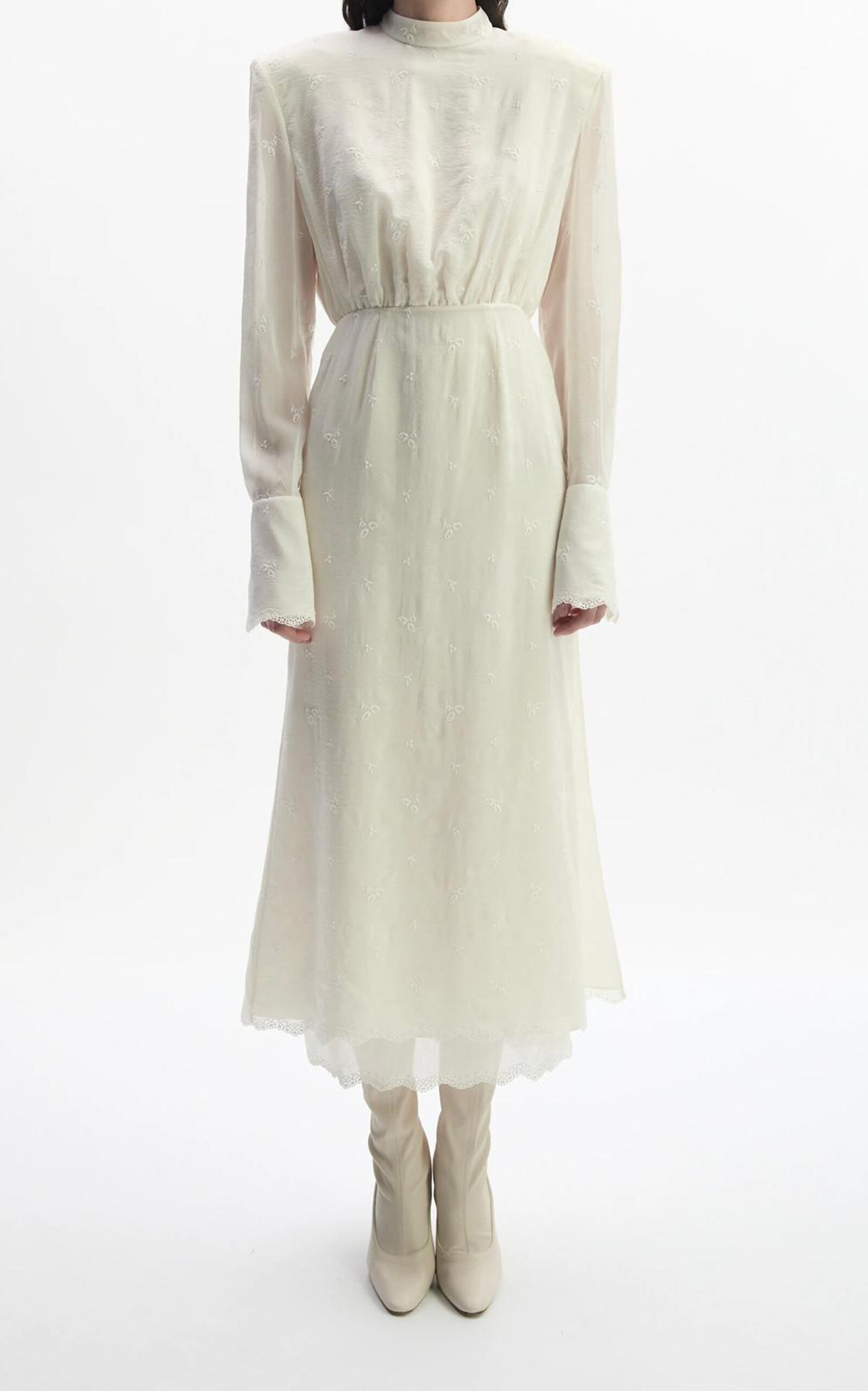 Magda Butrym Long Sleeved Silk-blend Midi Dress In White