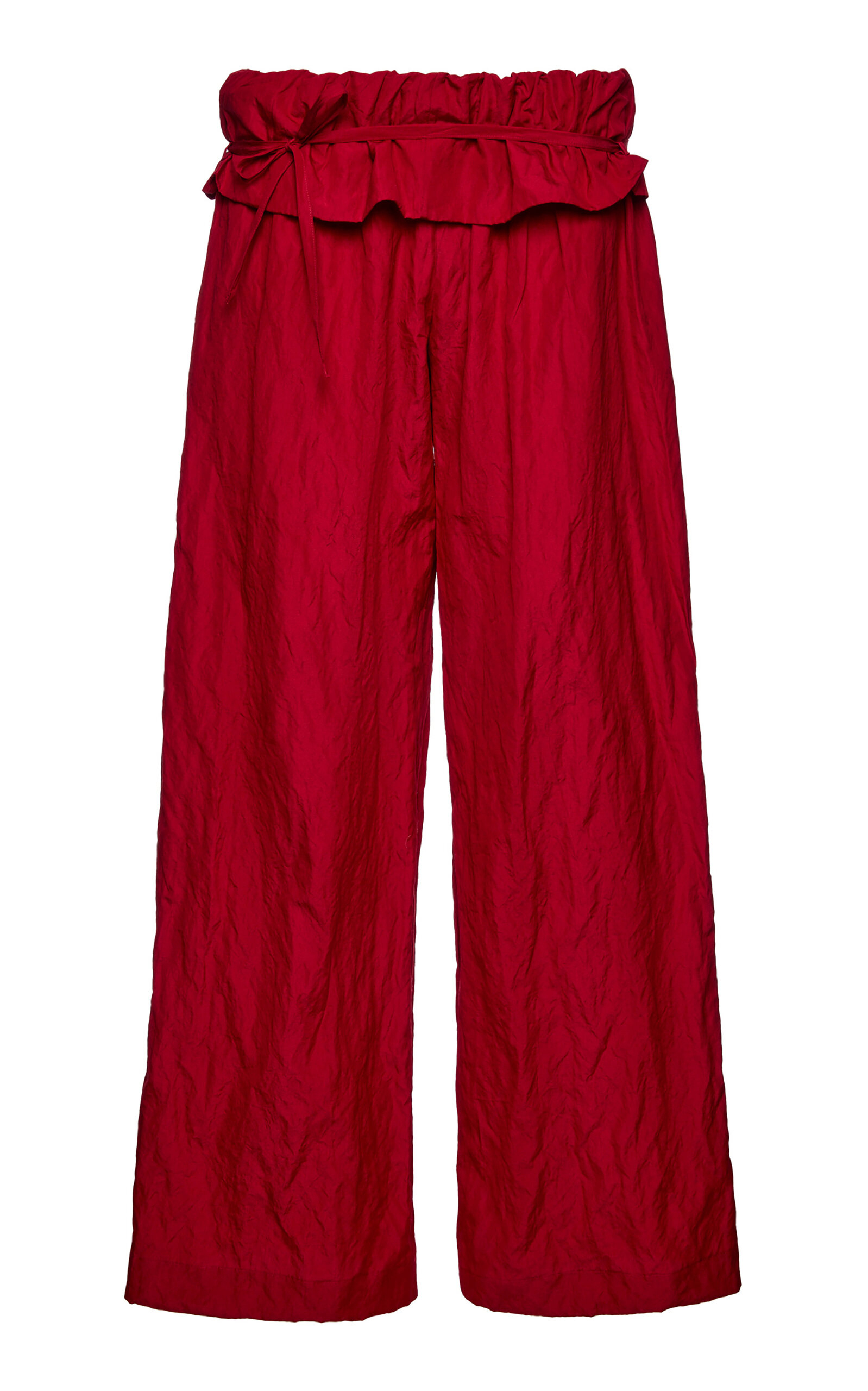 Magda Butrym Paperbag-waist Wide-leg Cotton-blend Pants In Red