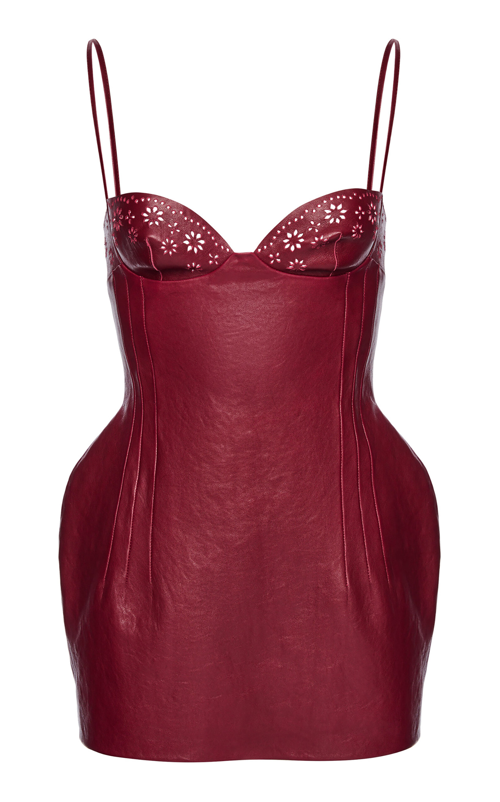 Magda Butrym Bustier Leather Mini Dress In Red