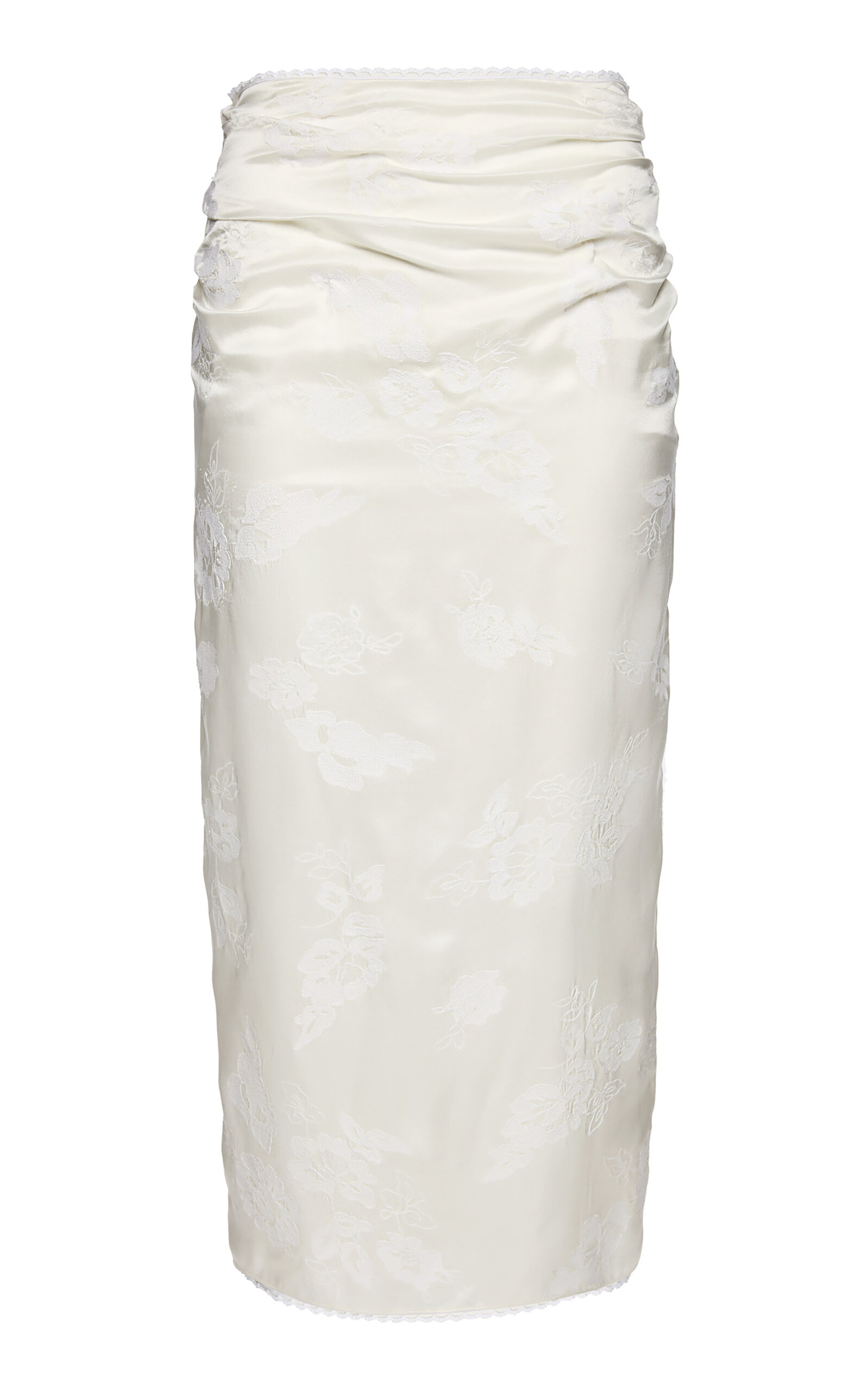 Magda Butrym Ruched Stretch-Silk Midi Skirt - White