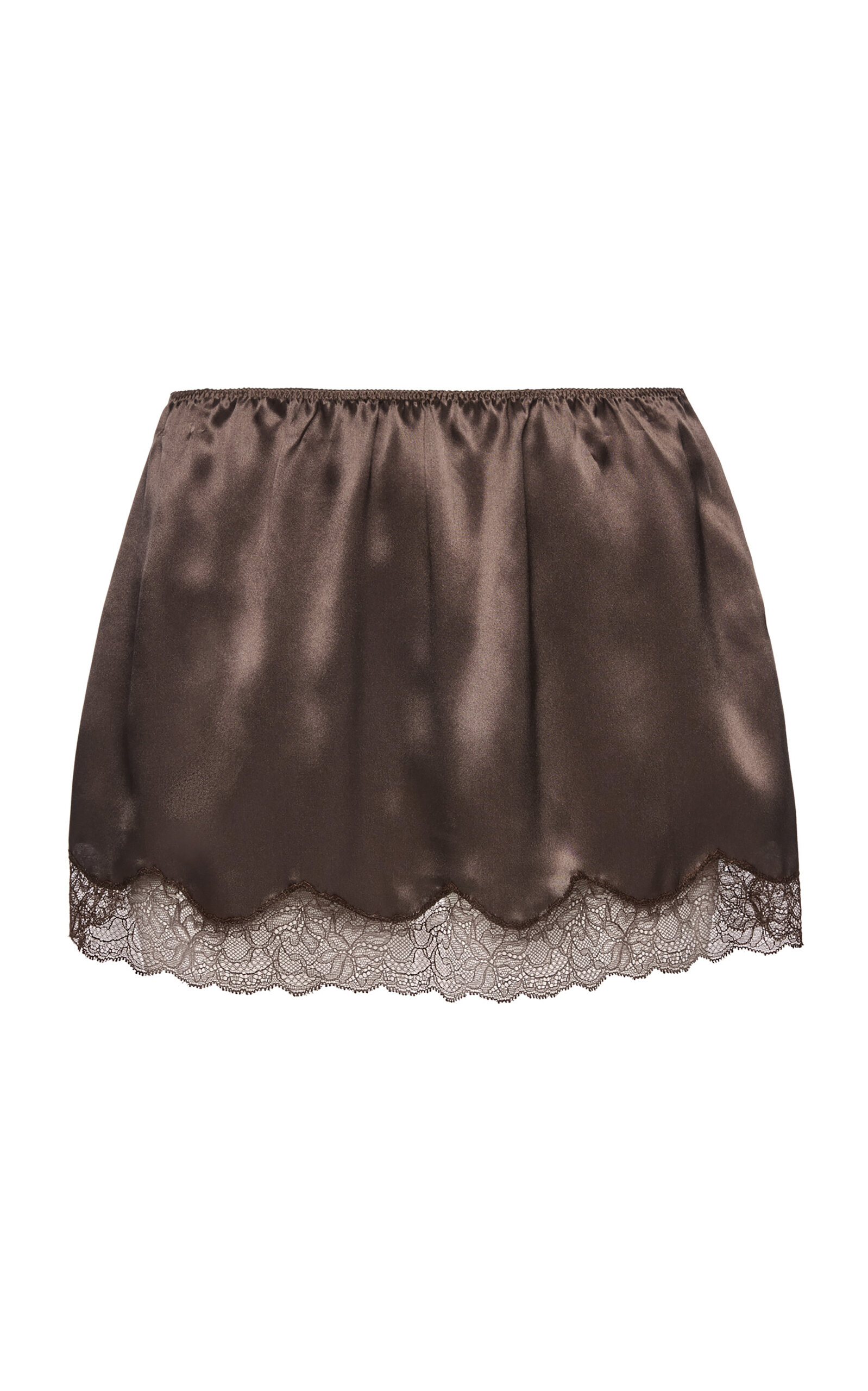 Magda Butrym Lace-trimmed Silk Mini Skirt In Brown