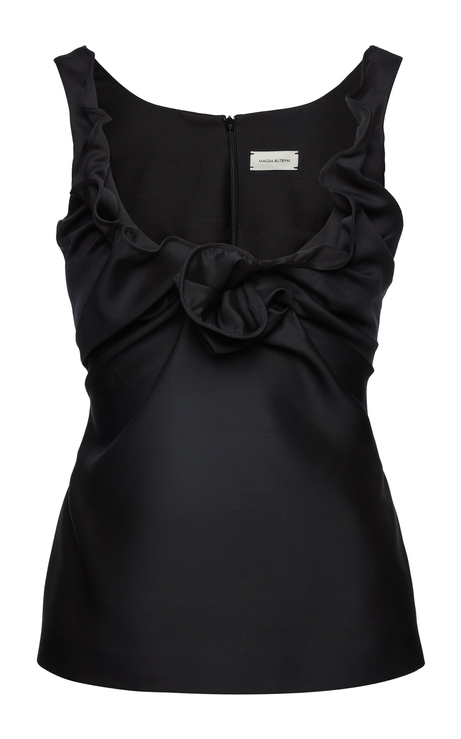 Magda Butrym Gathered Bubble-detailed Wool-silk Tank Top In Black
