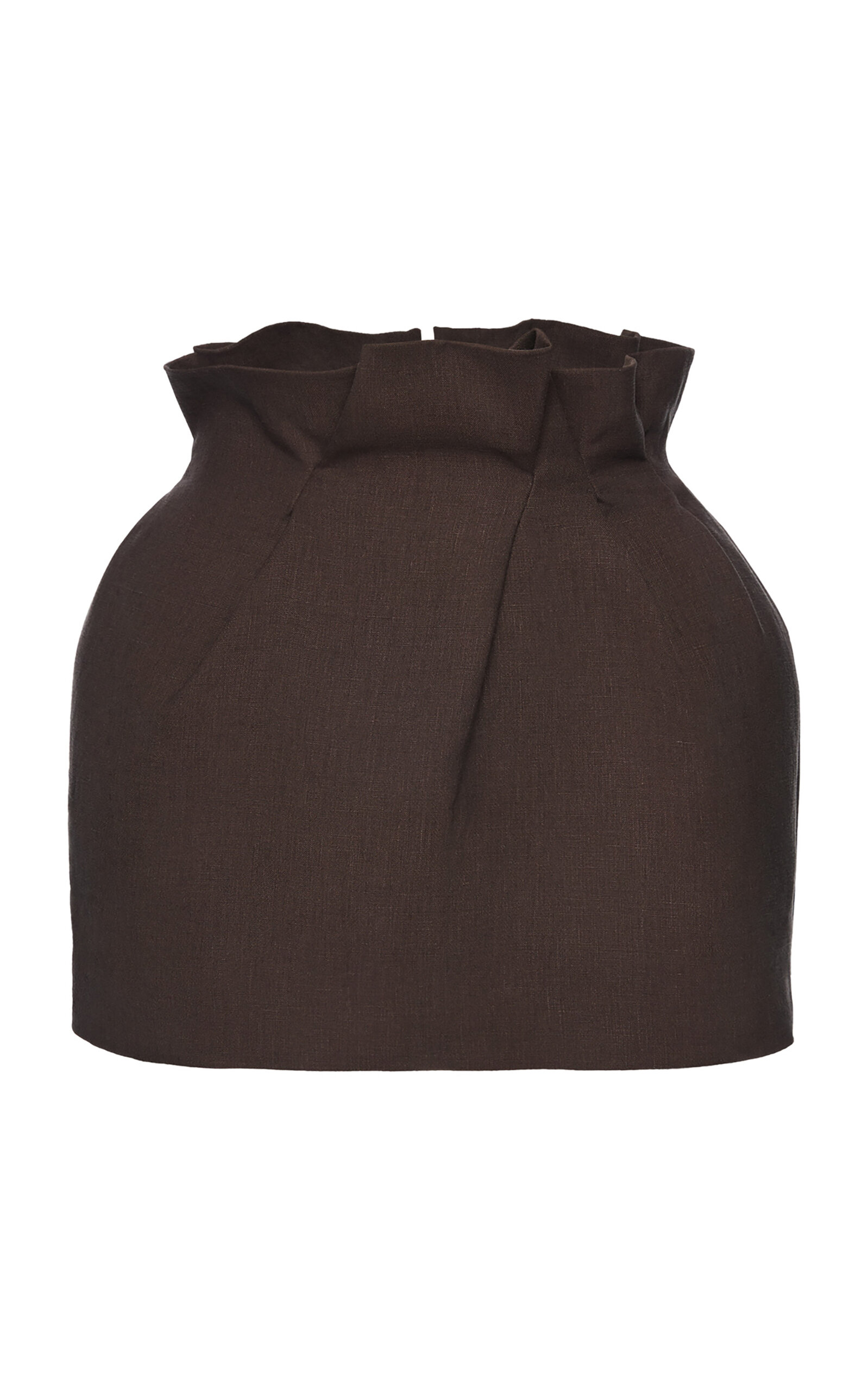 Magda Butrym Paperbag-waist Linen-blend Mini Skirt In Brown