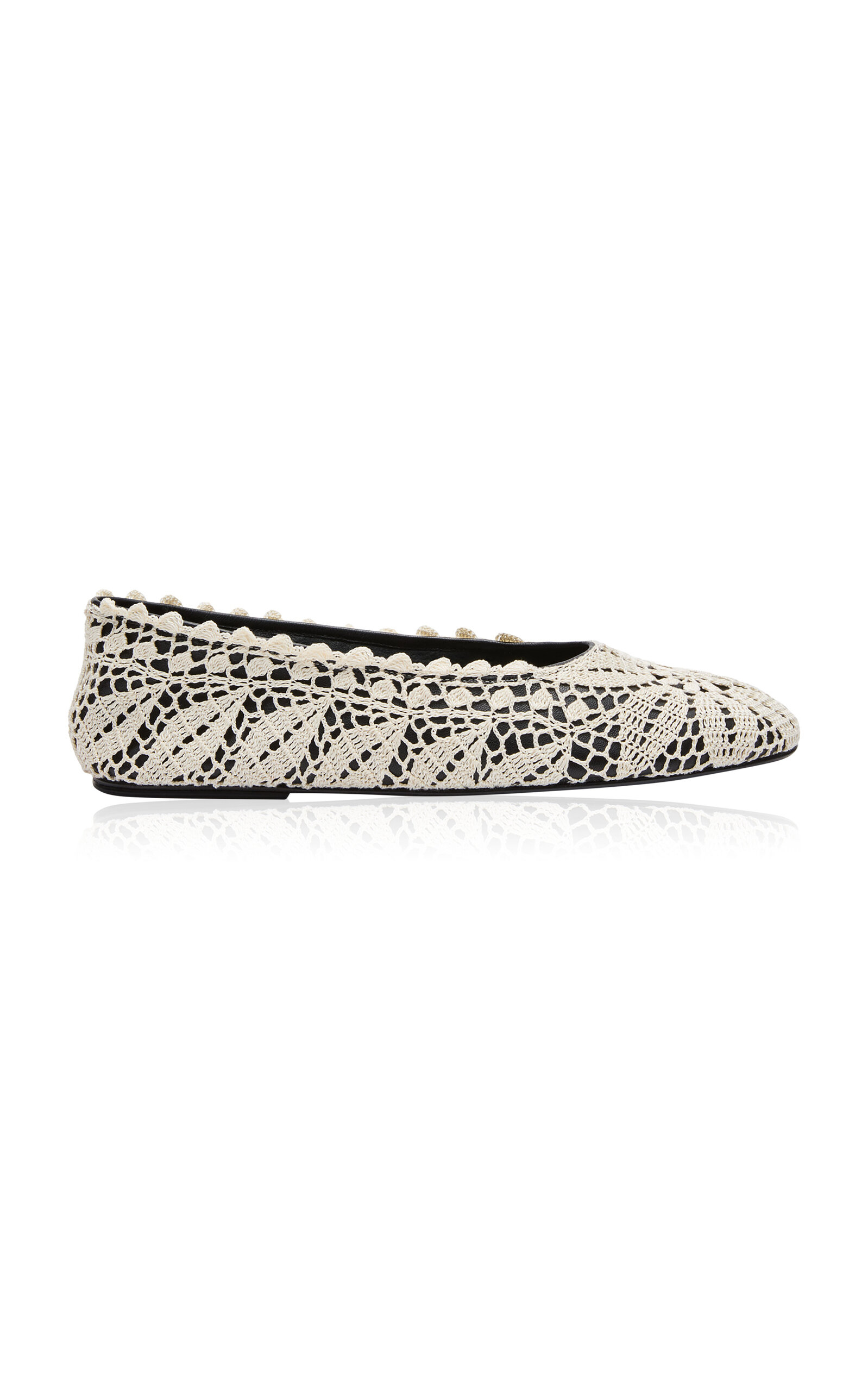 Magda Butrym Crochet And Leather Ballet Flats In White