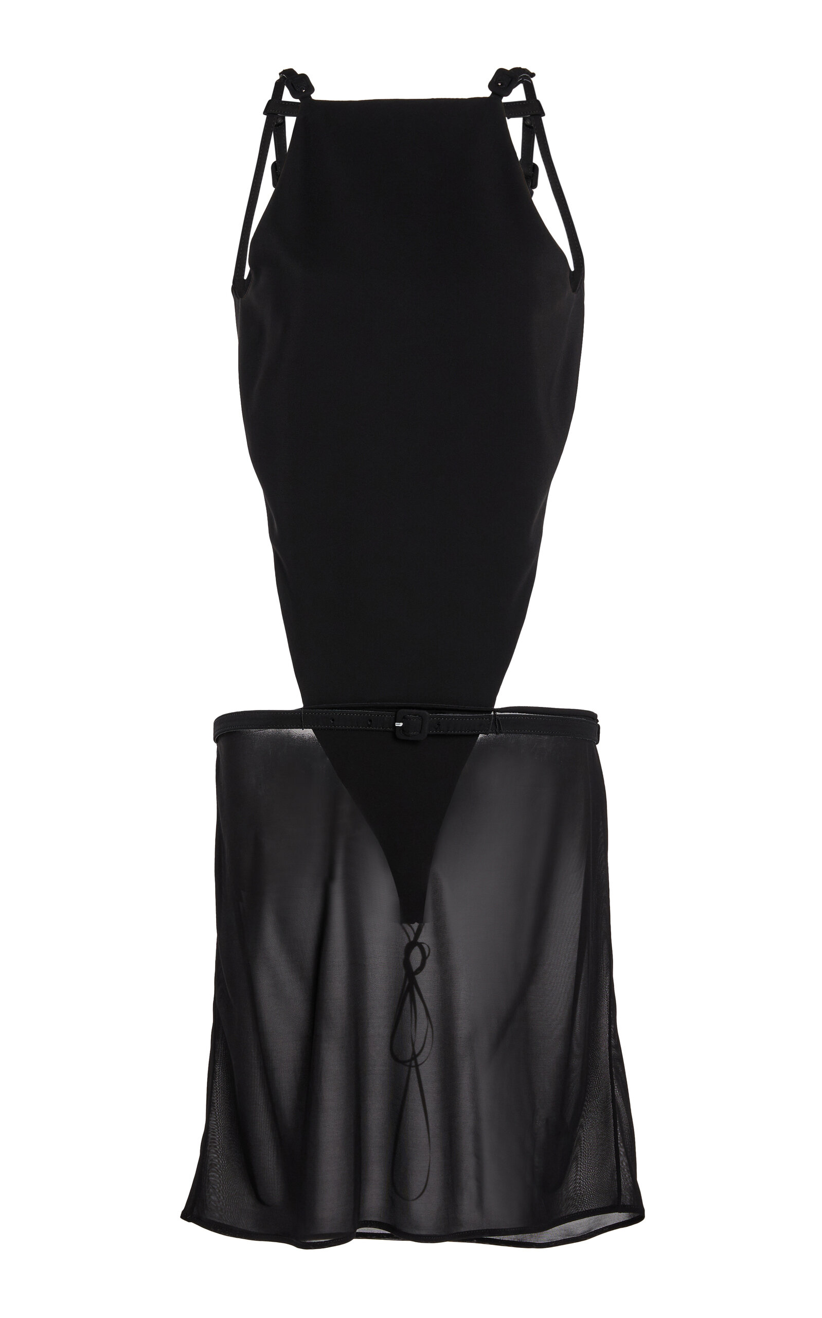 Courrèges V-line Cutout Jersey Mini Dress In Black