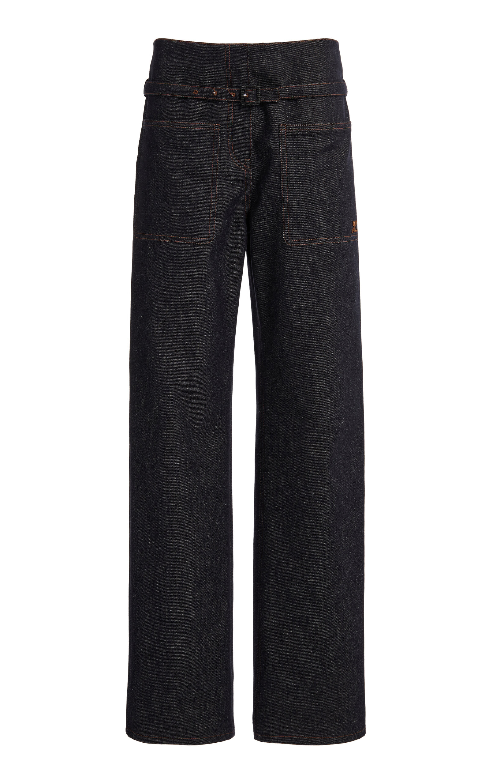 Courrèges Rigid Mid-rise Straight-leg Jeans In Blue