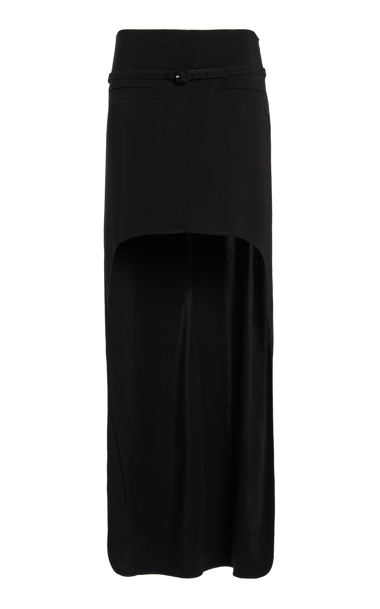 Courrèges Belted Crepe High-low Skirt In Black